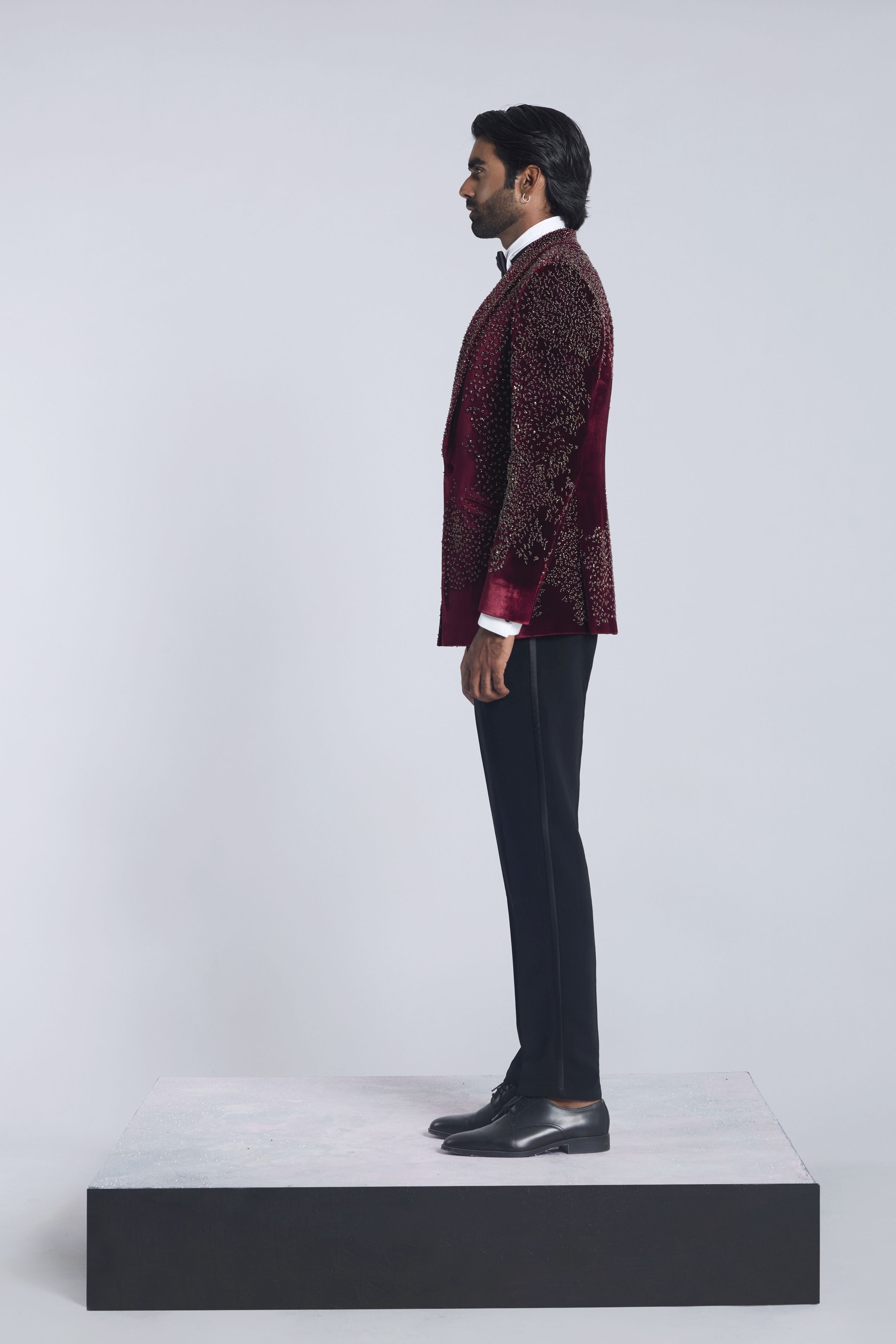Wine pearl work tuxedo