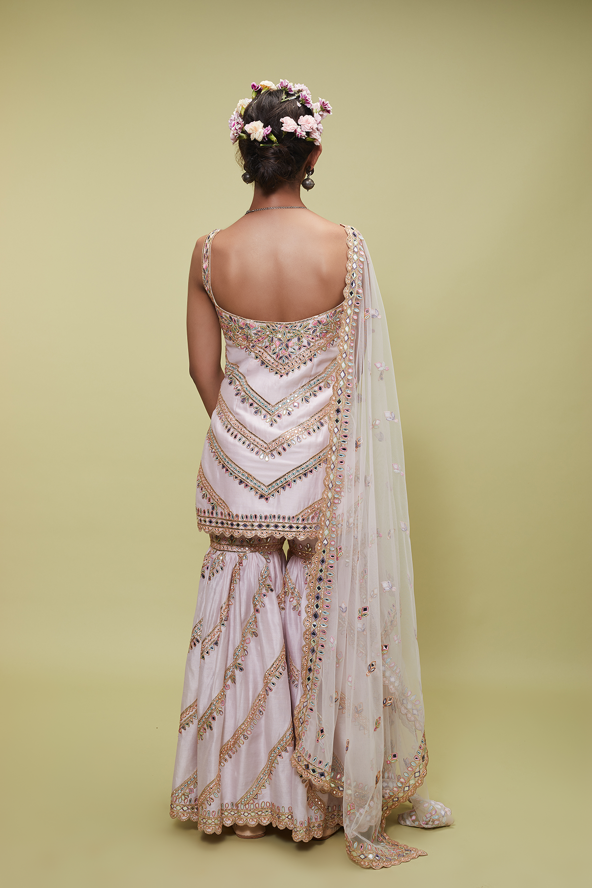 BLUSH PINK SLEEVELESS GHARARA SET
