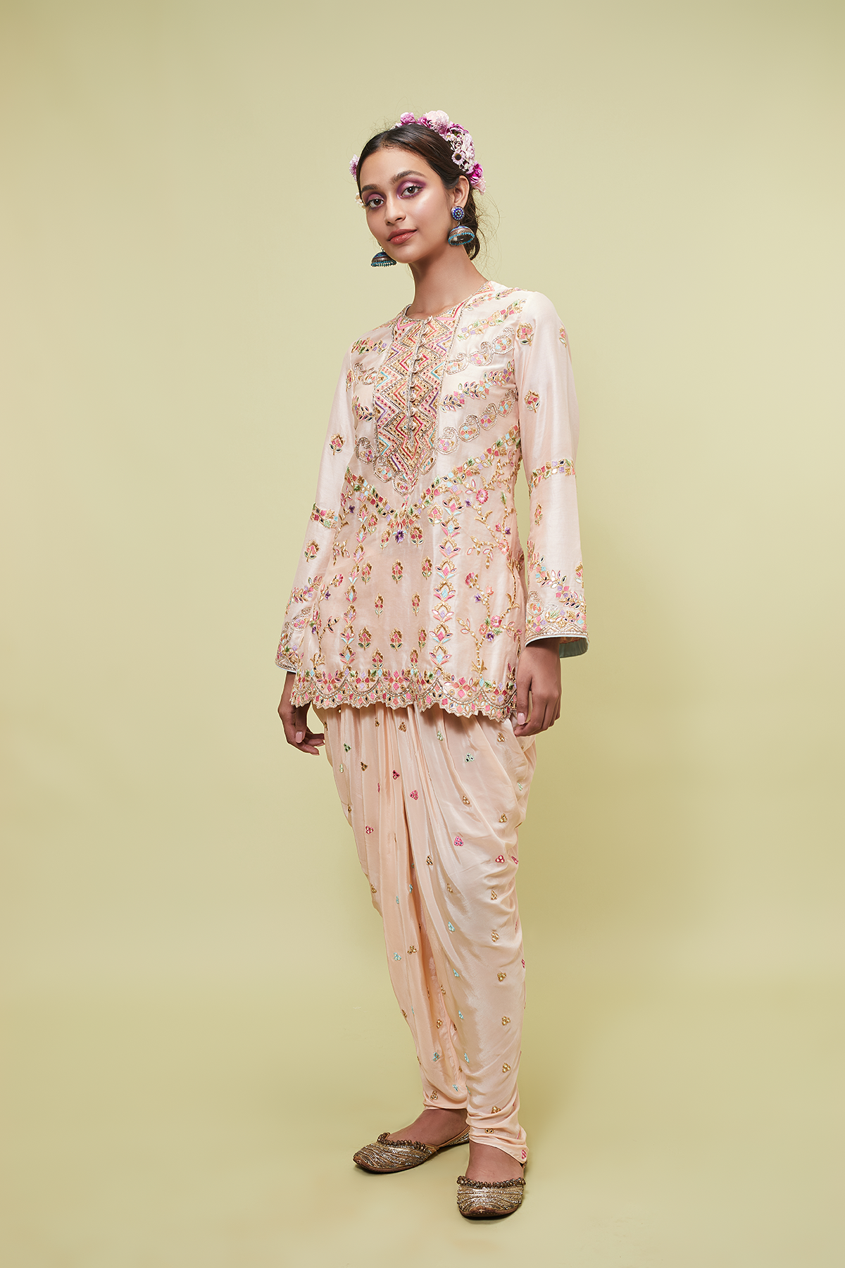 PEACH KURTA PAIRED WITH COWL PANTS