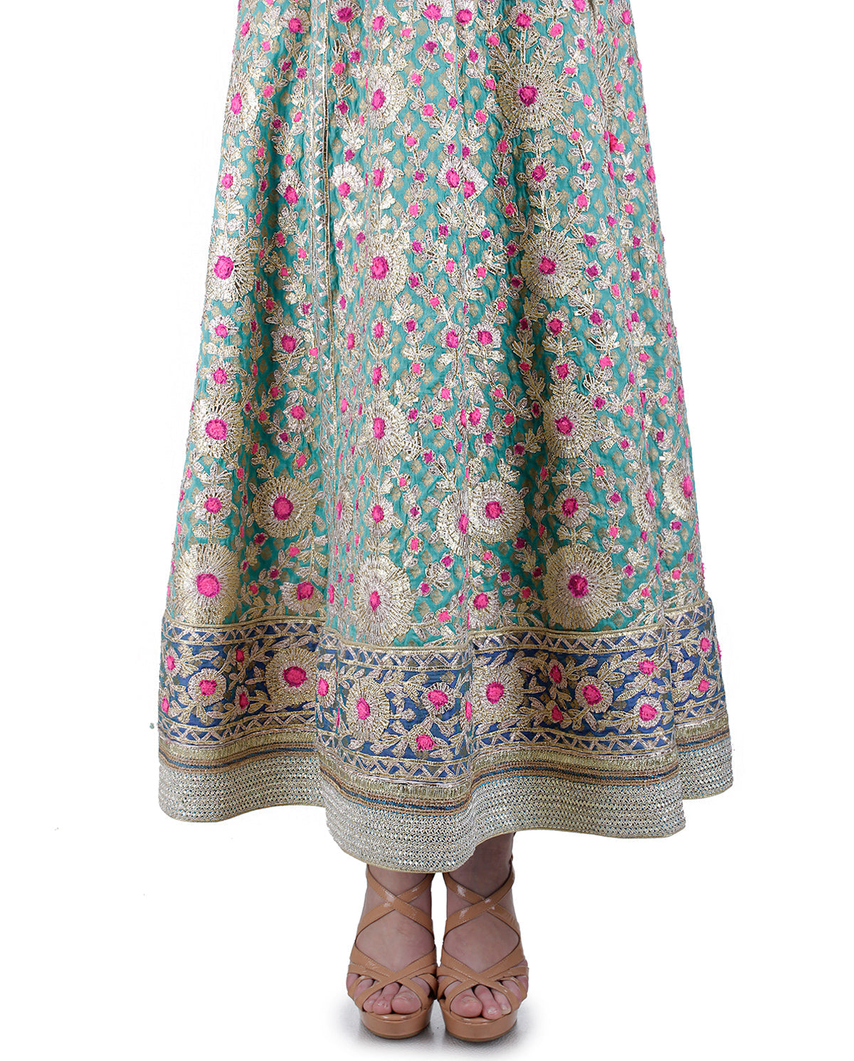 TEAL AND DARK BLUE GOTTA EMBROIDERED ANARKALI