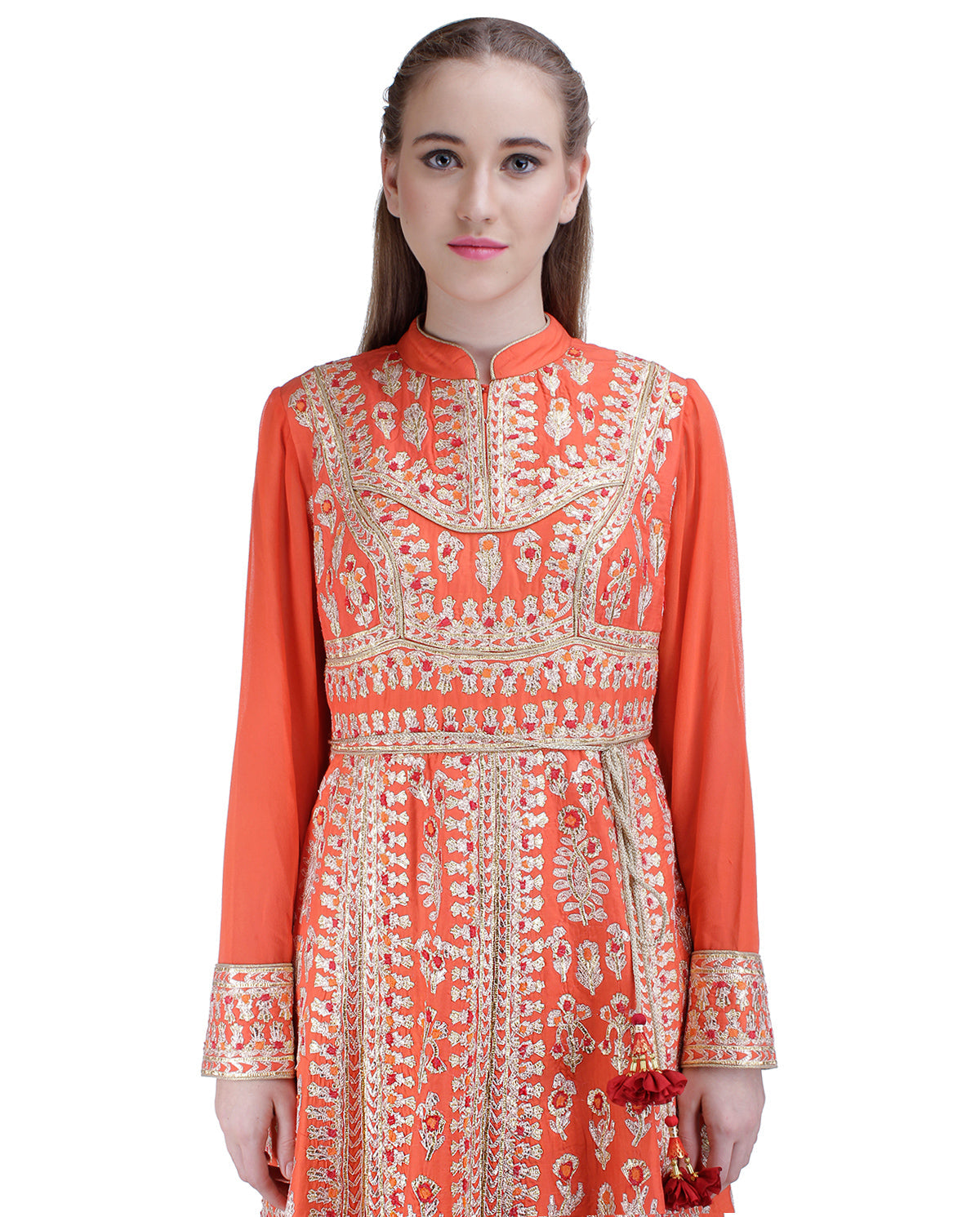 ORANGE GOTA EMBROIDERED KURTA SET