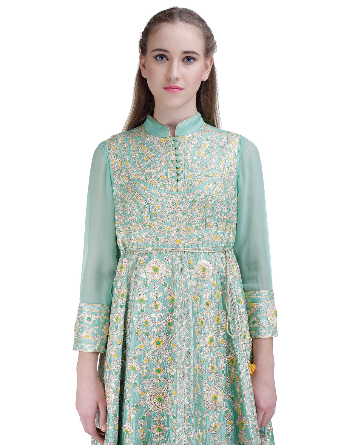 SEA GREEN LONG ANARKALI SET