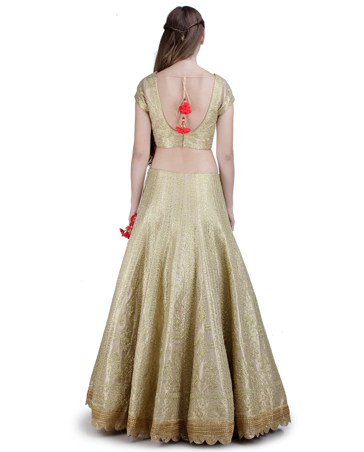 CHAMPAGNE SILK LEHENGA SET