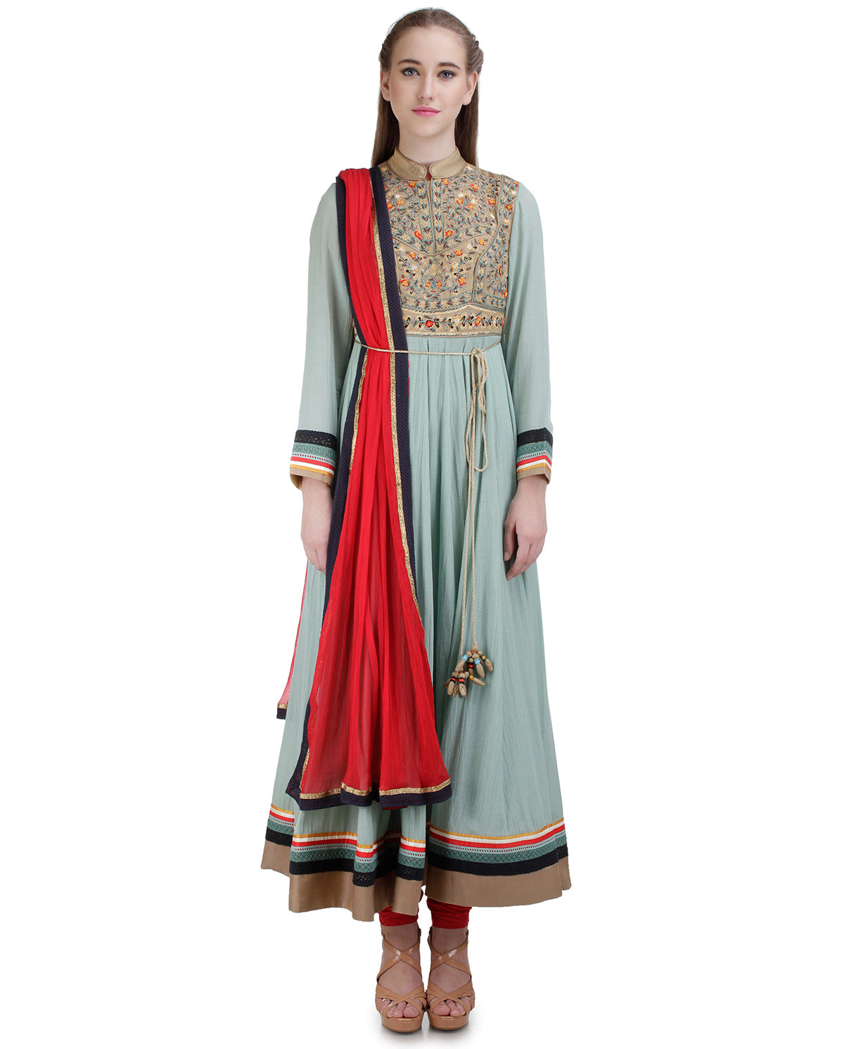 LIGHT BLUE EMBROIDERED YOKE ANARKALI