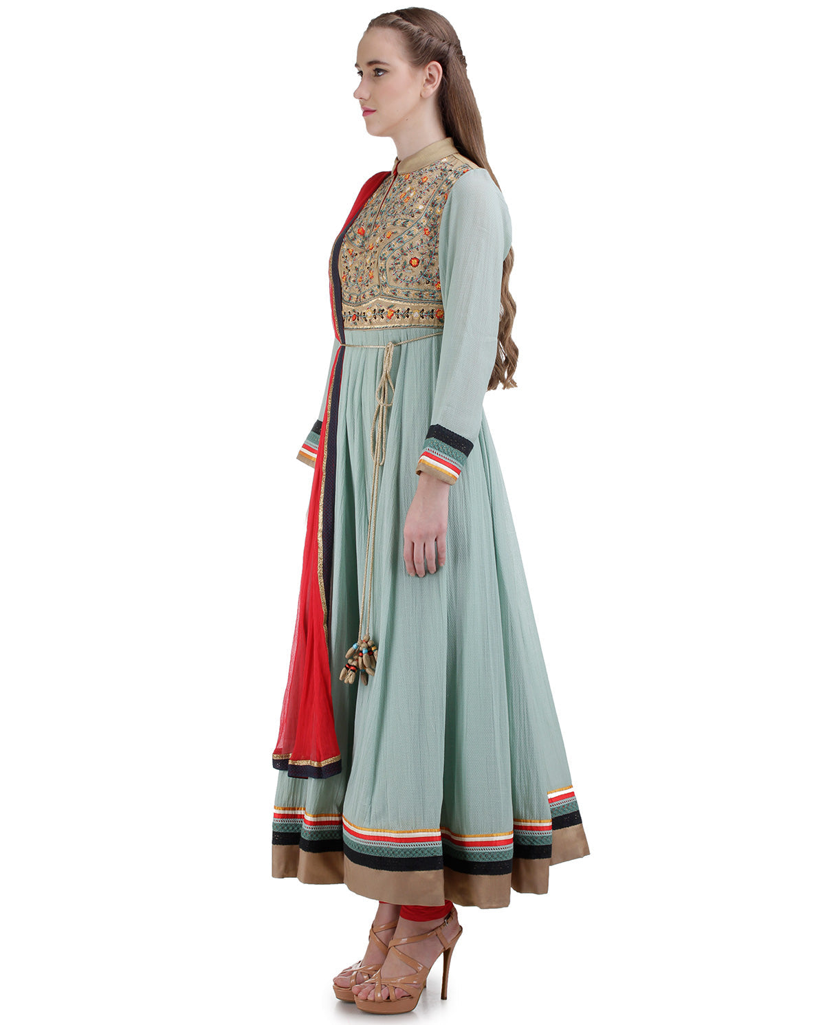 LIGHT BLUE EMBROIDERED YOKE ANARKALI