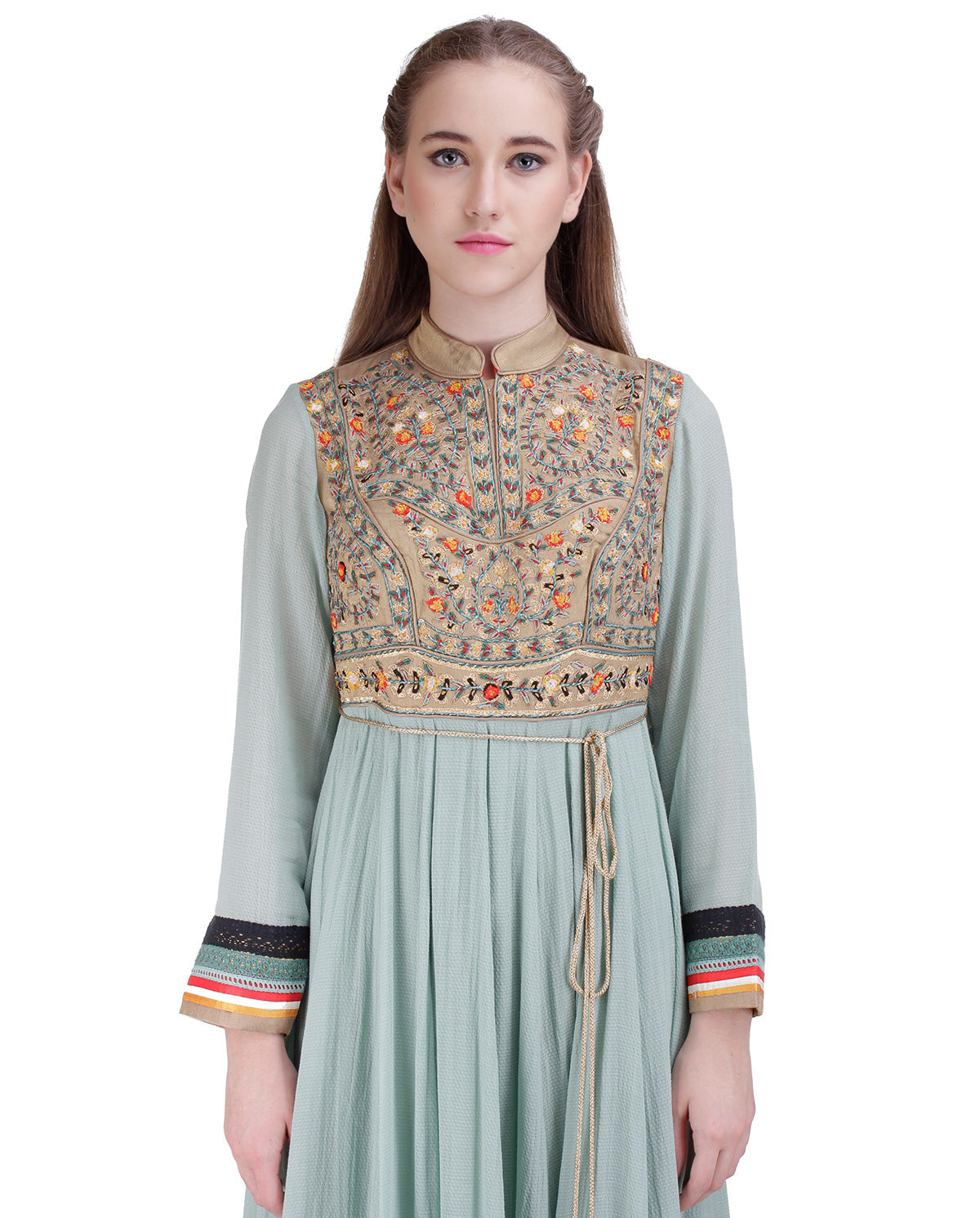 LIGHT BLUE EMBROIDERED YOKE ANARKALI