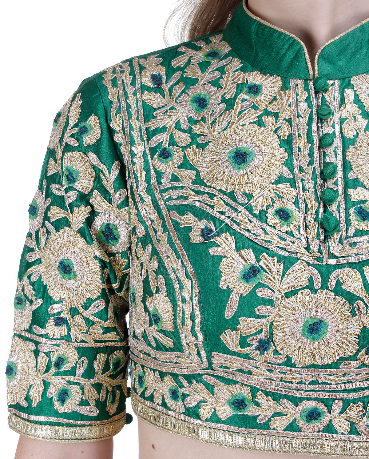 BEIGE AND GREEN SAREE