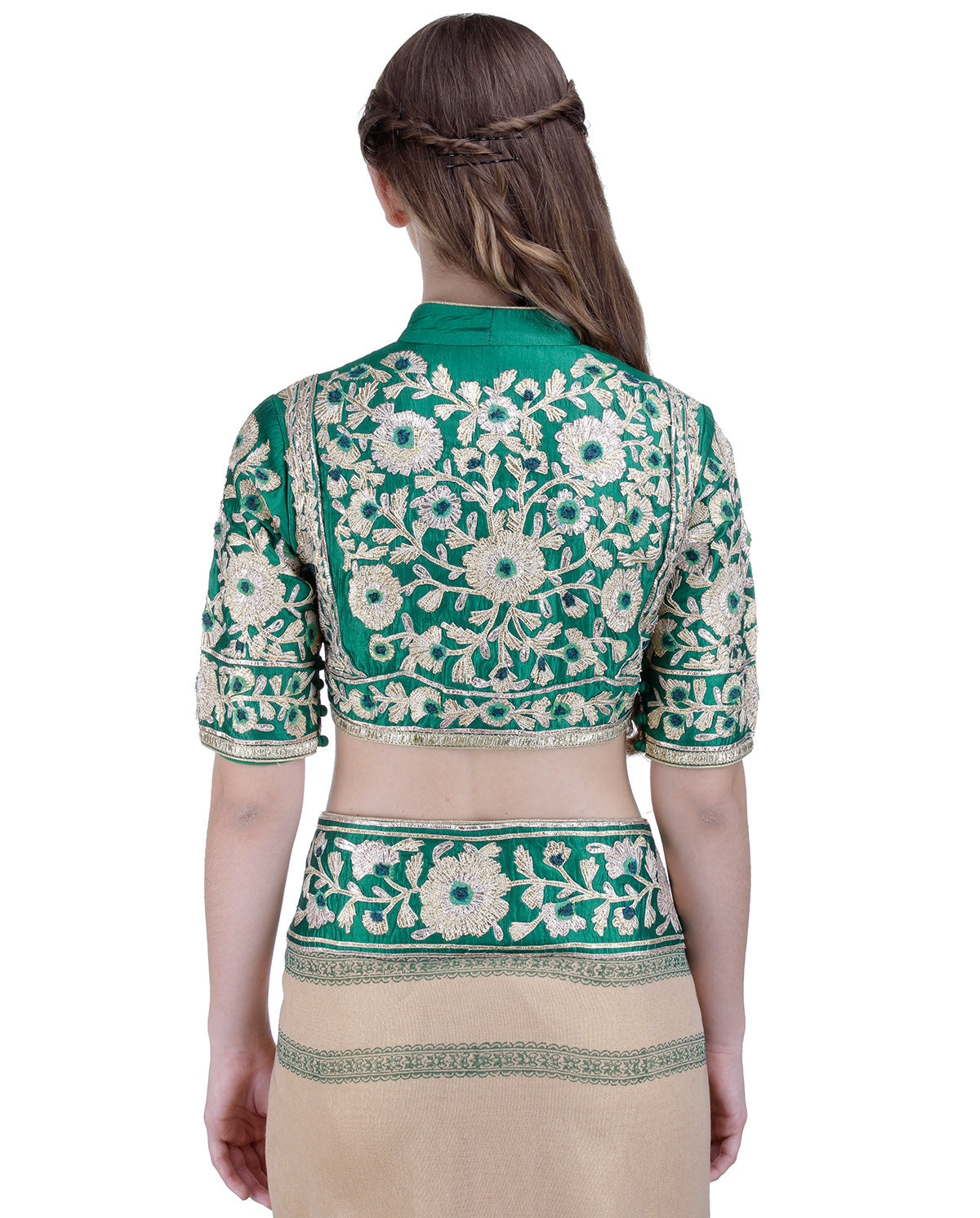 BEIGE AND GREEN SAREE