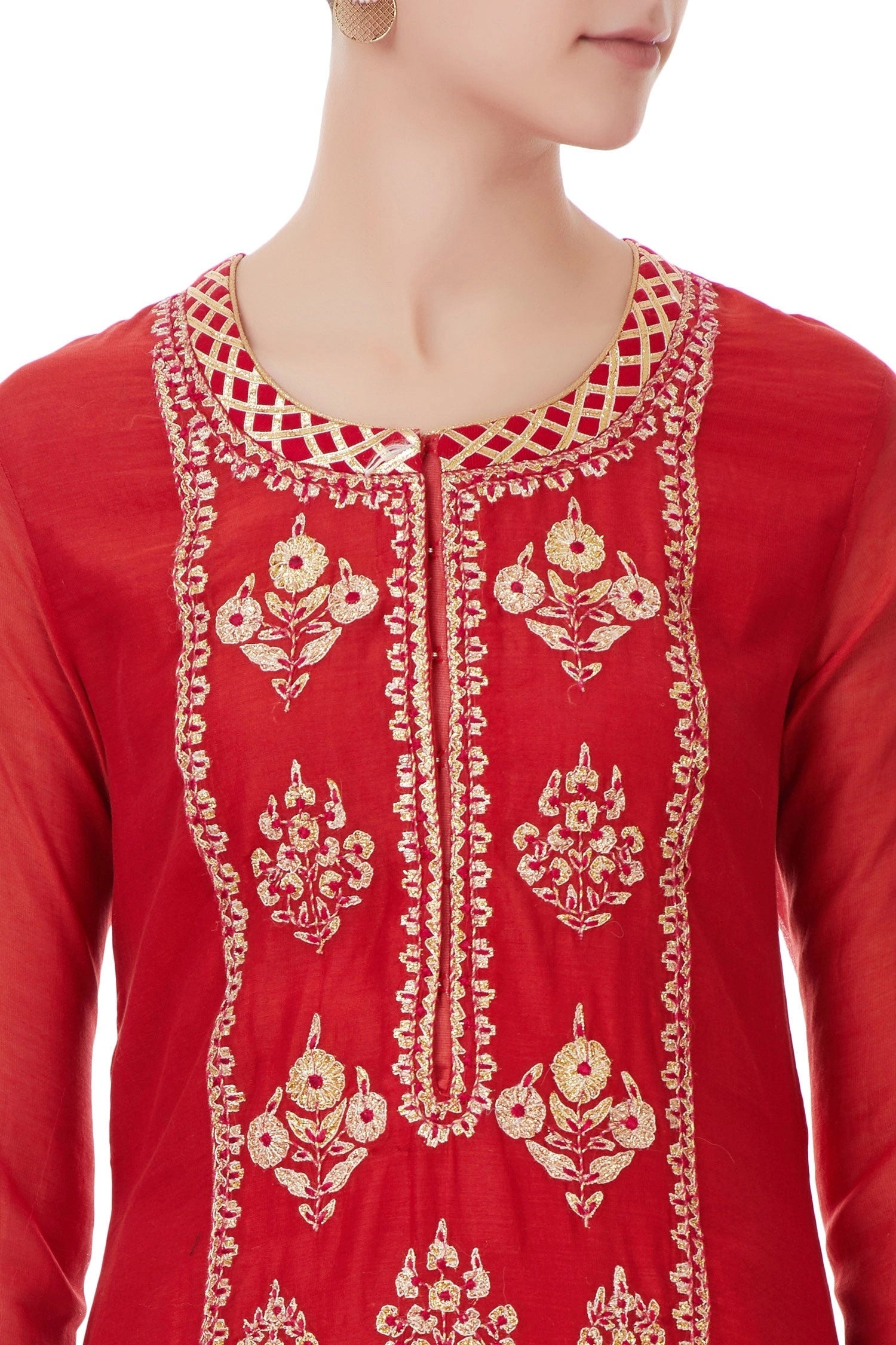 Red kurta with lehenga set