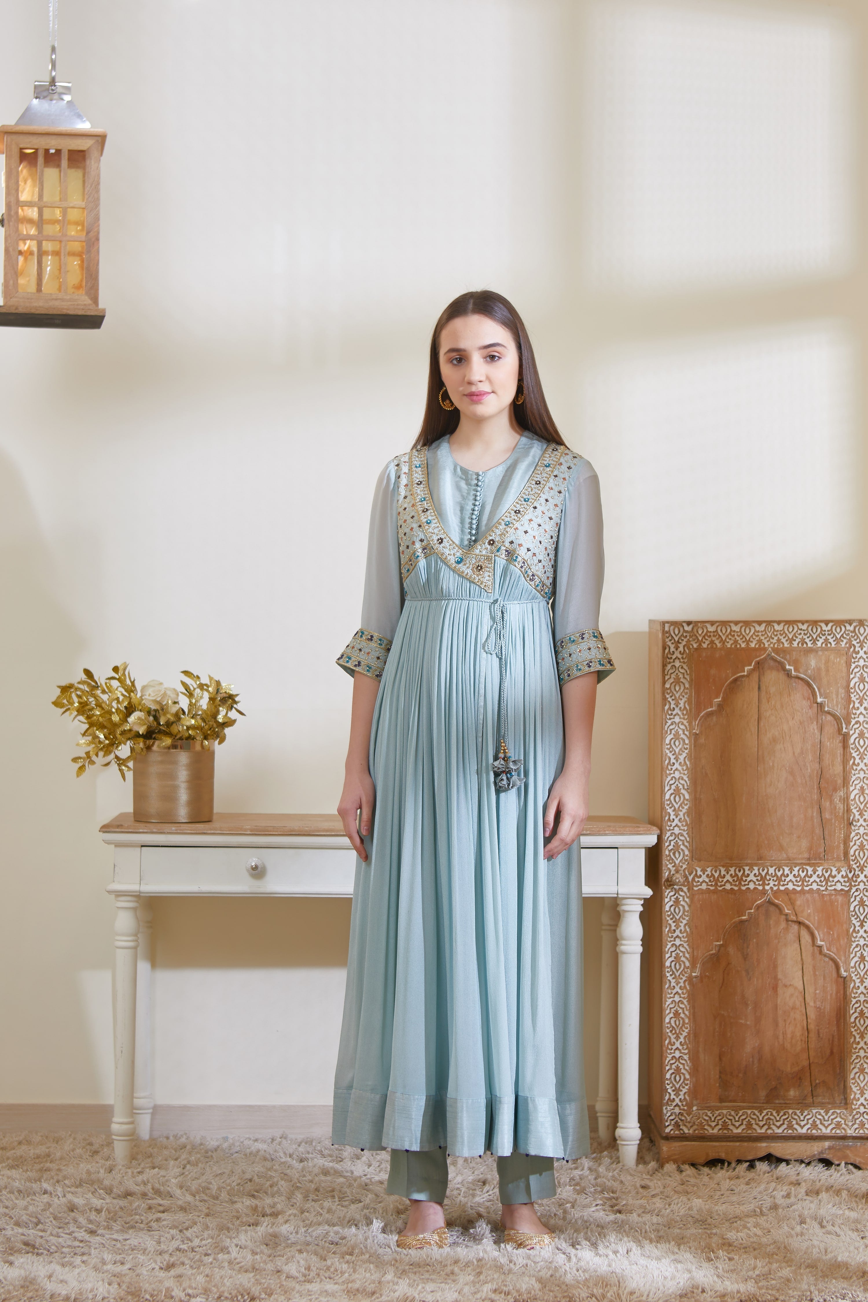 Smoke Blue Angrakha Set