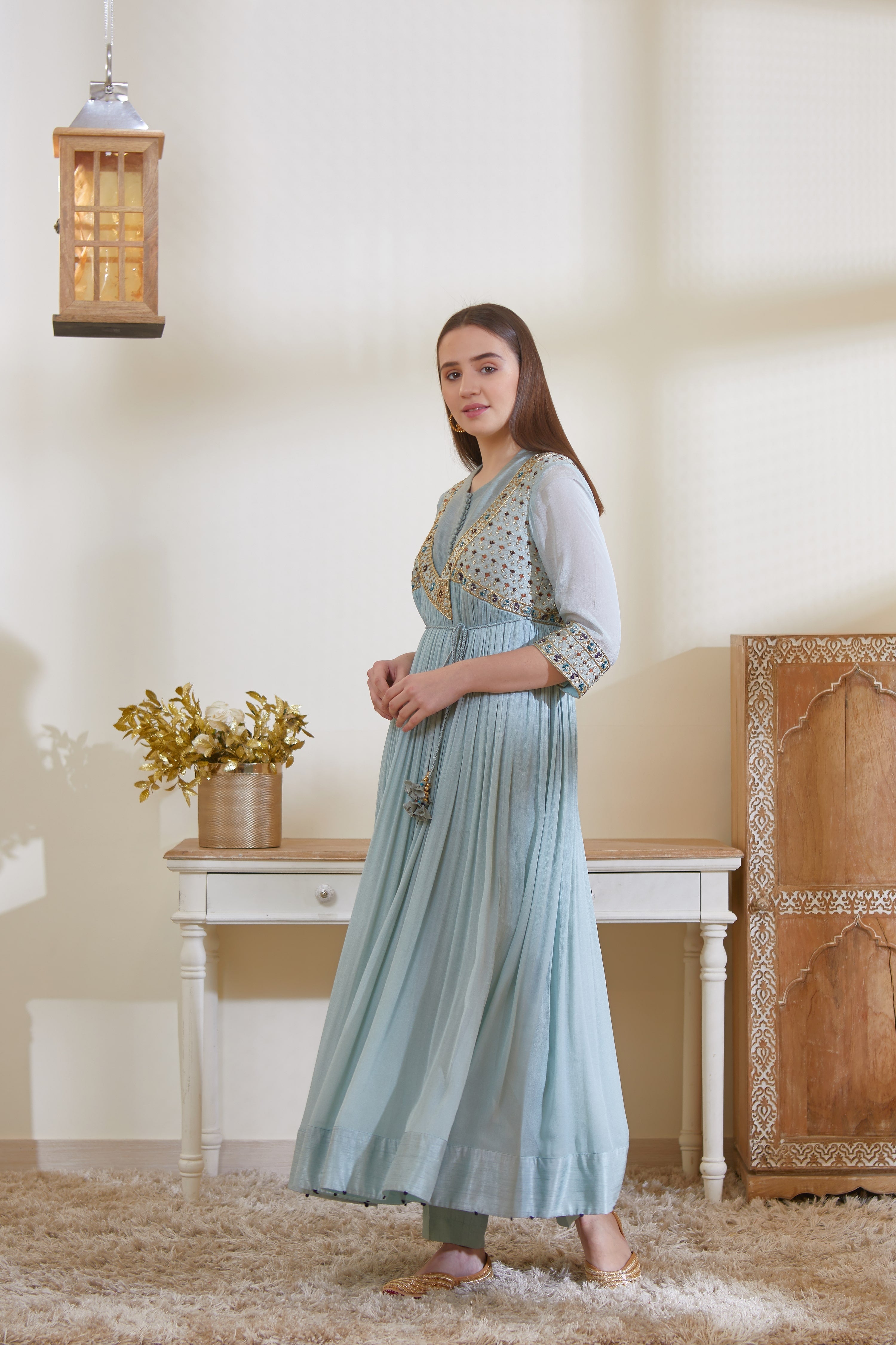 Smoke Blue Angrakha Set