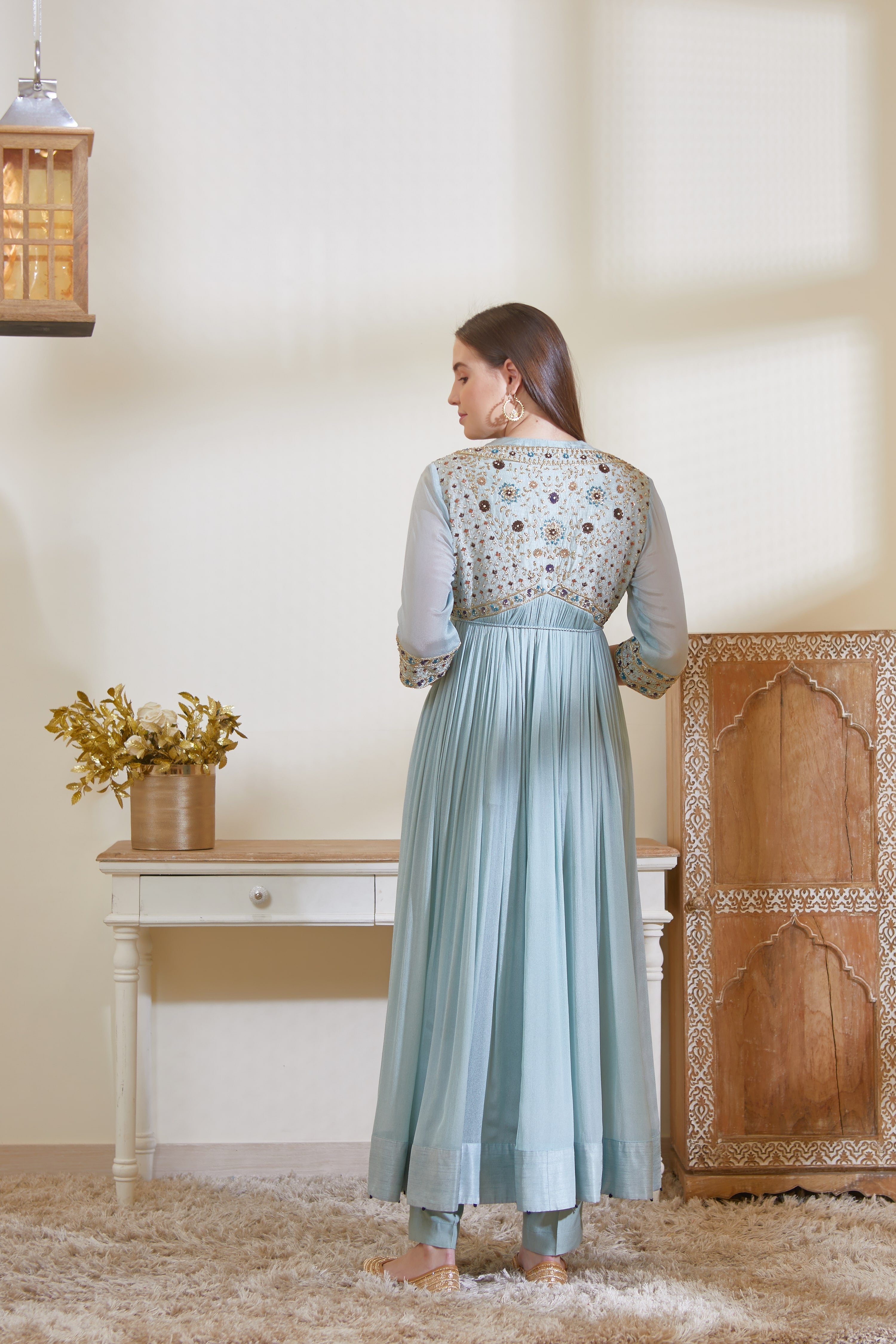 Smoke Blue Angrakha Set