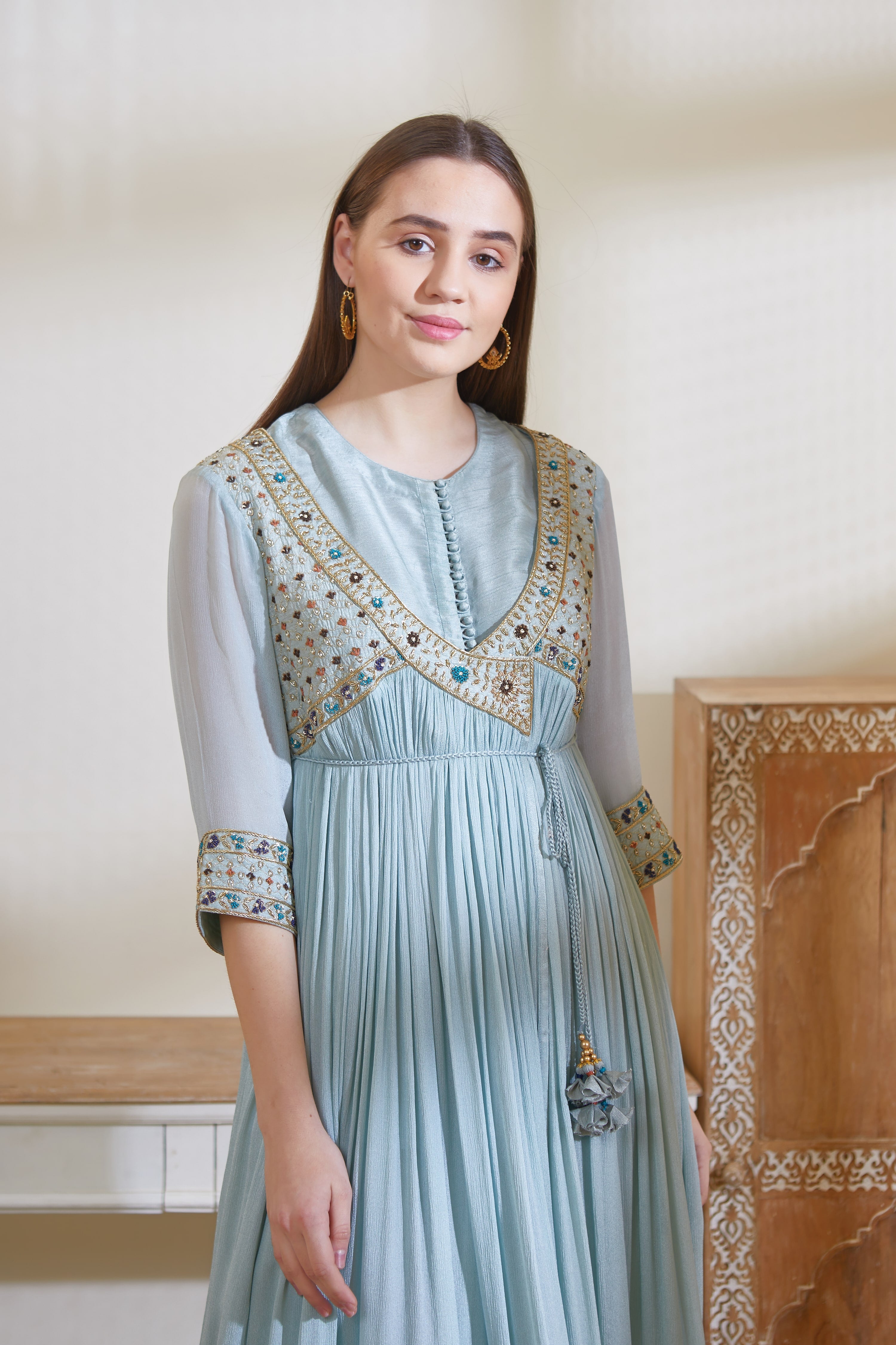 Smoke Blue Angrakha Set