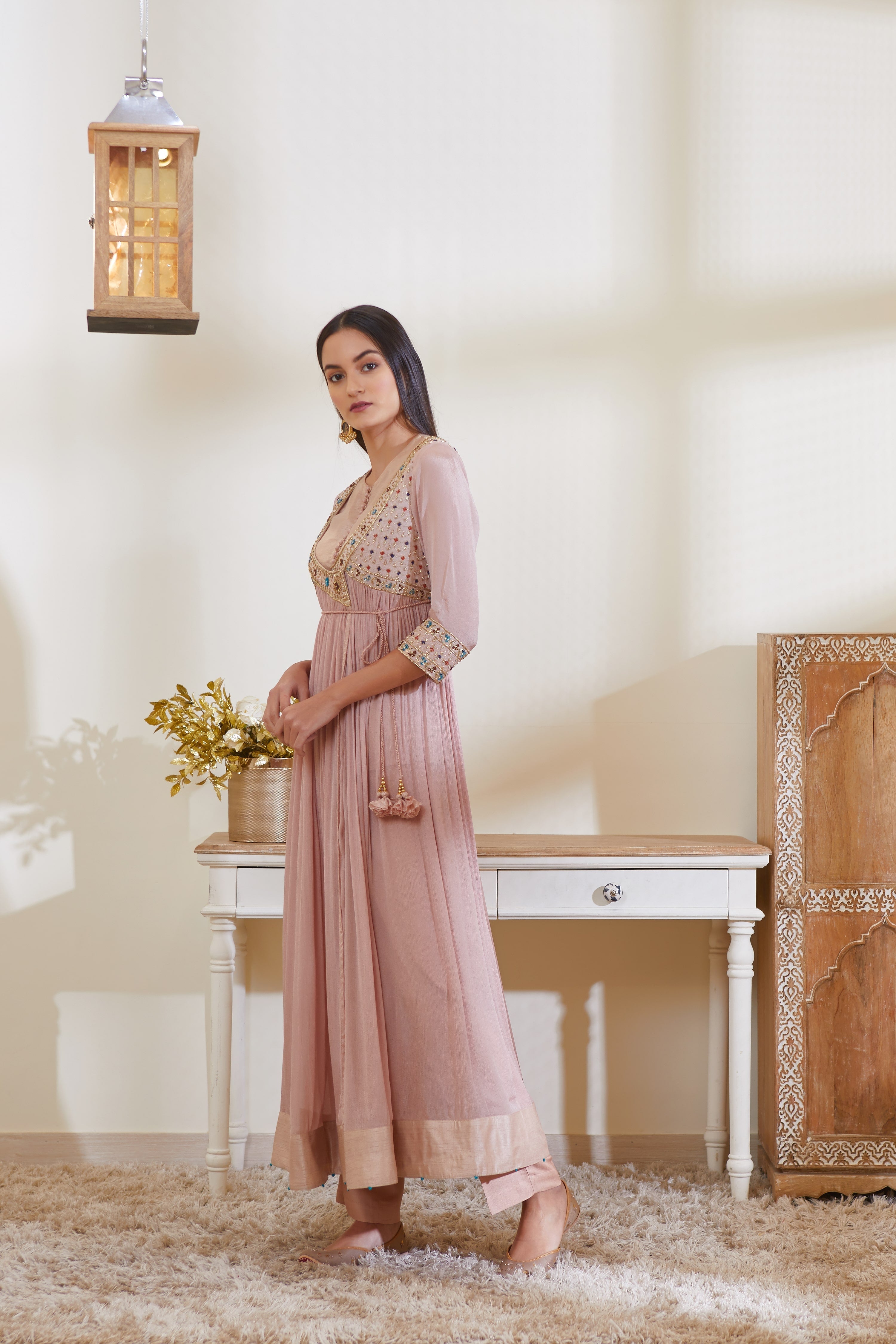 Old Rose Pink Angrakha Set