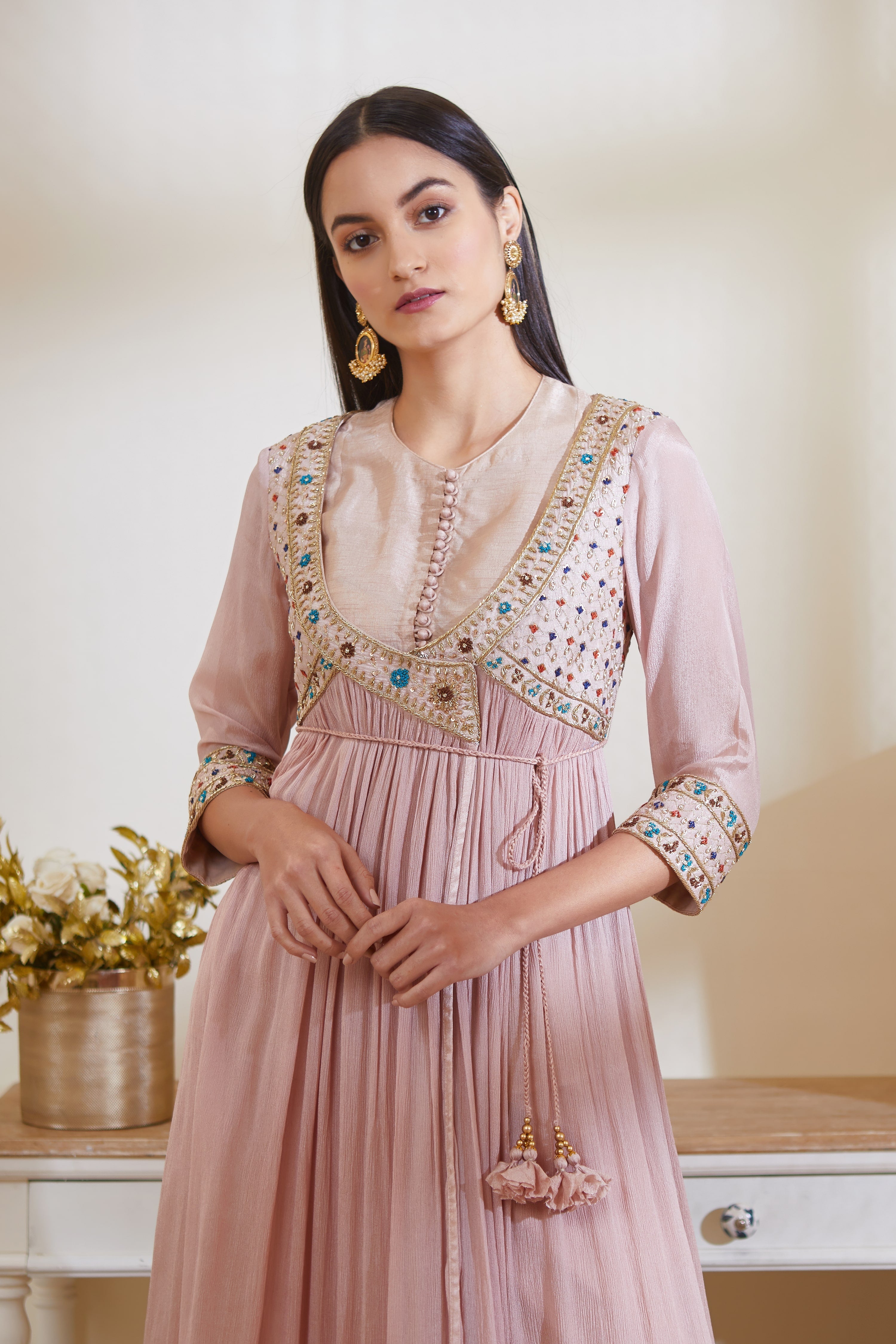 Old Rose Pink Angrakha Set