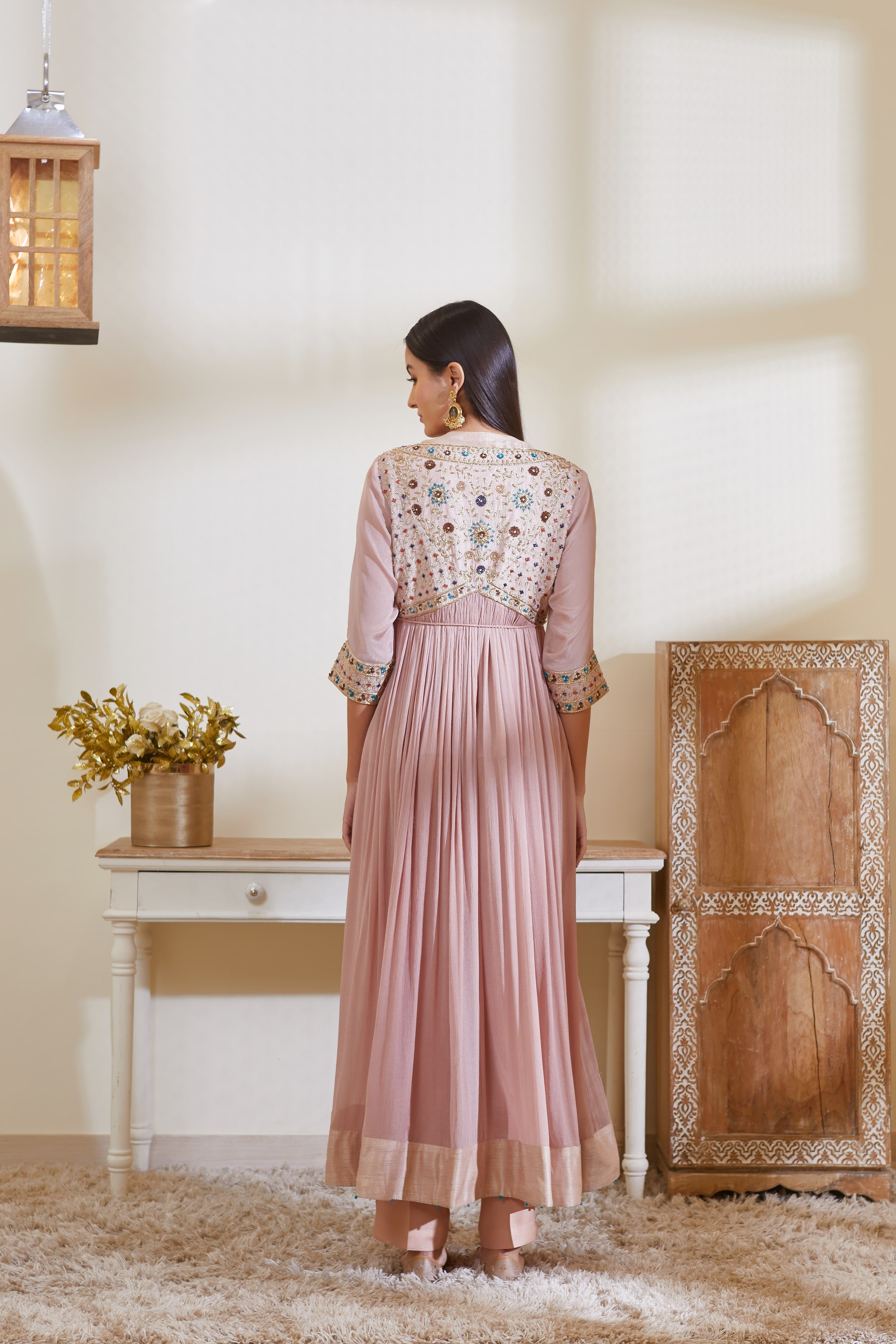 Old Rose Pink Angrakha Set
