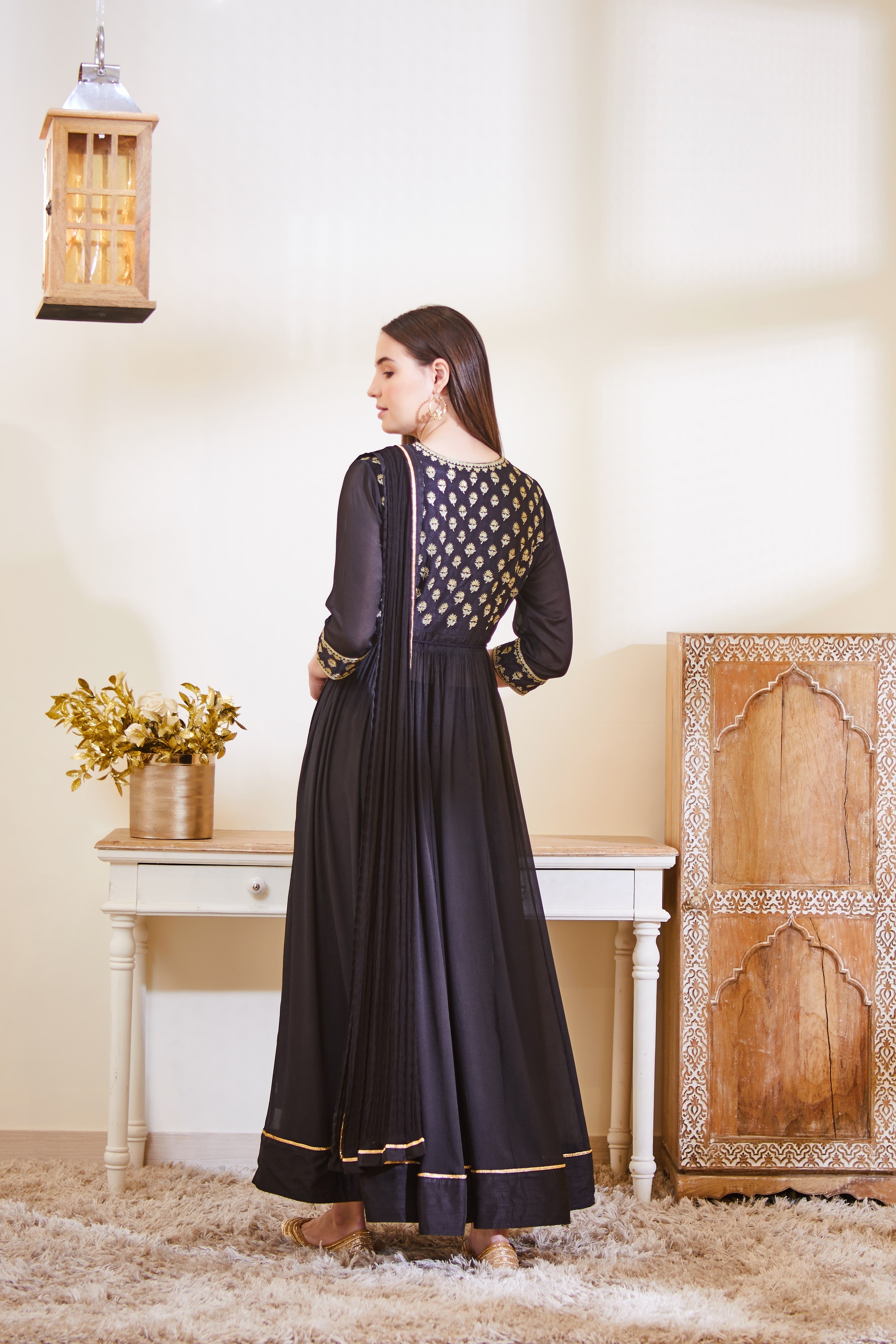 Black Anarkali Set