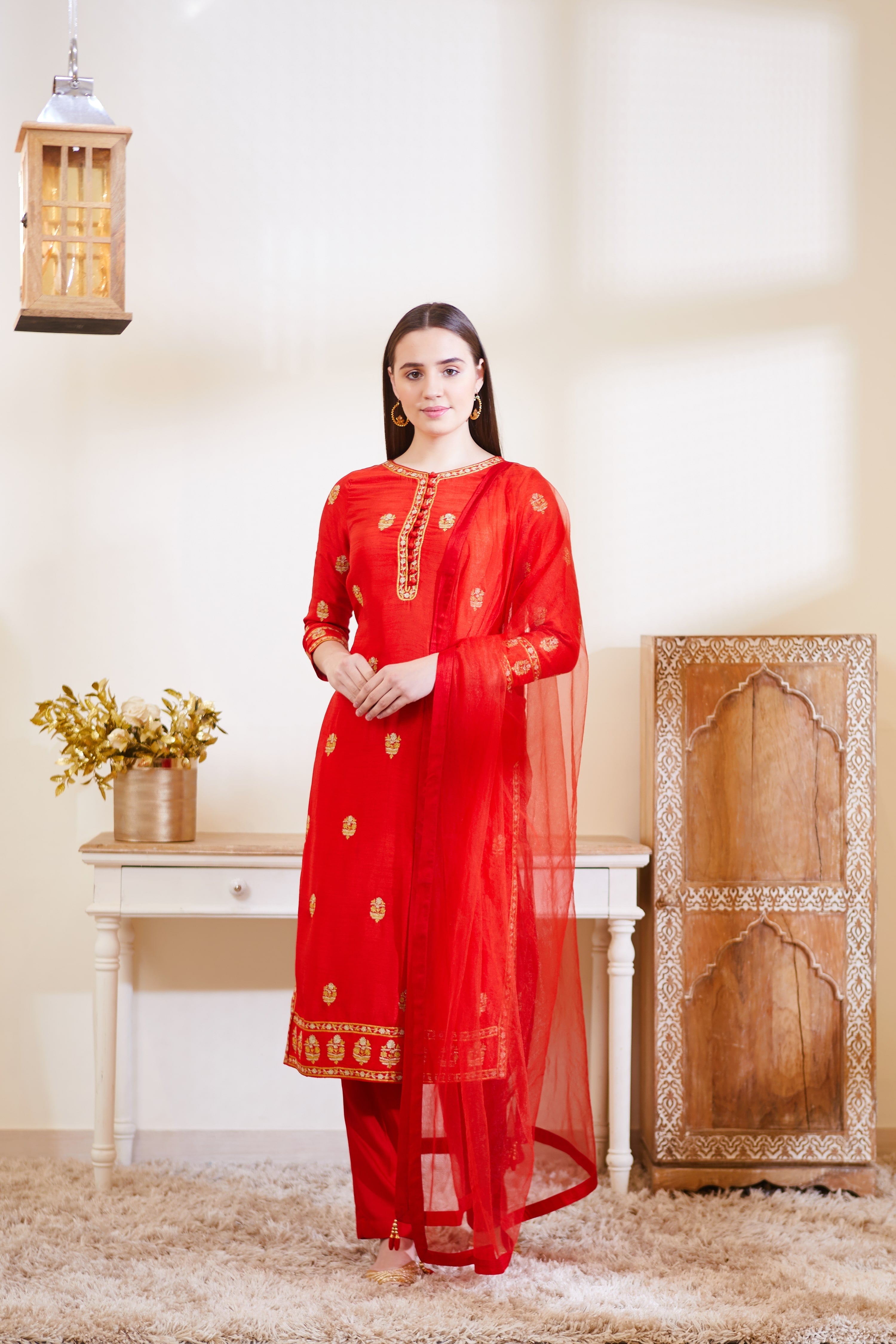 Red Kurta Set