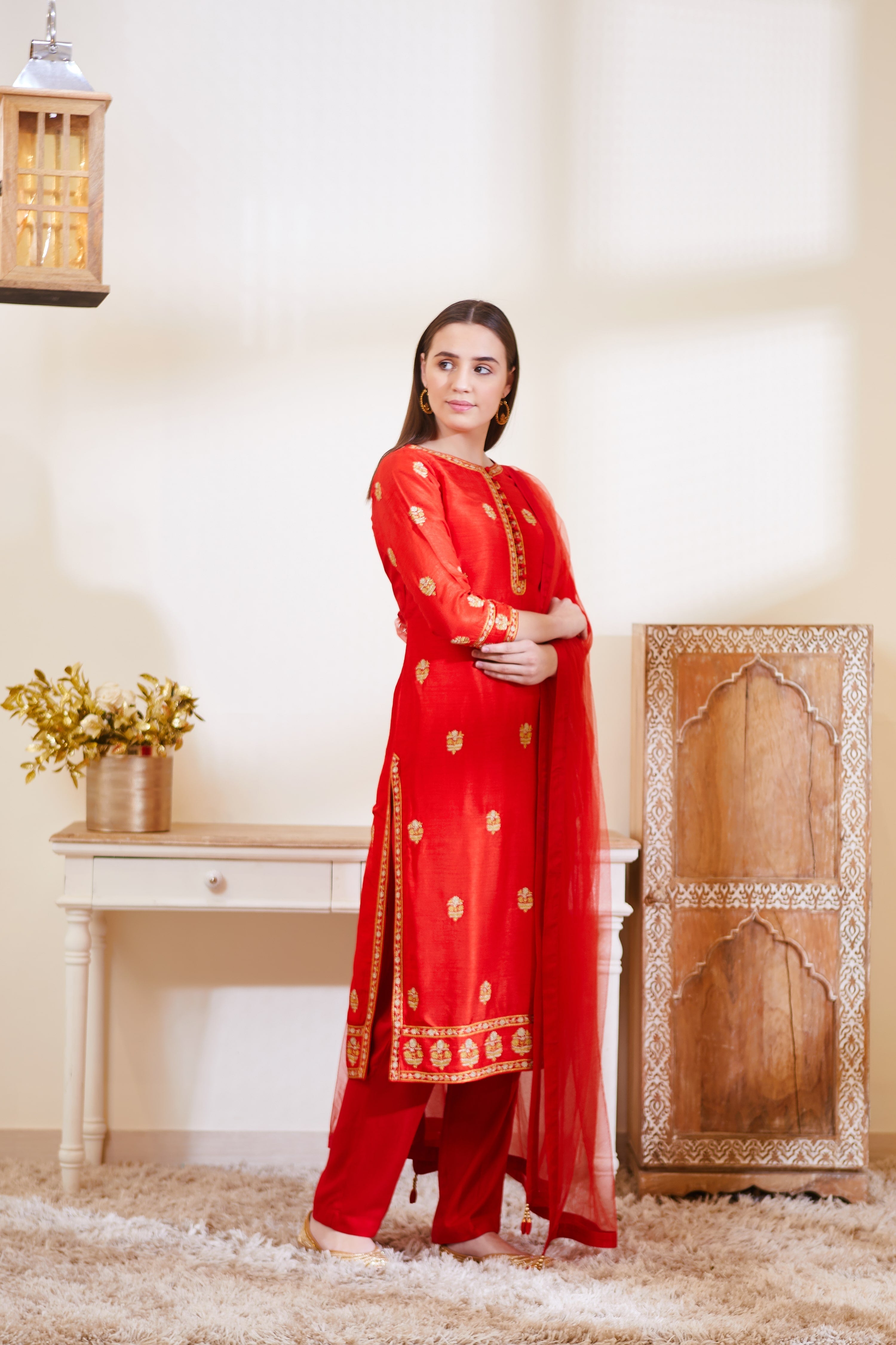Red Kurta Set