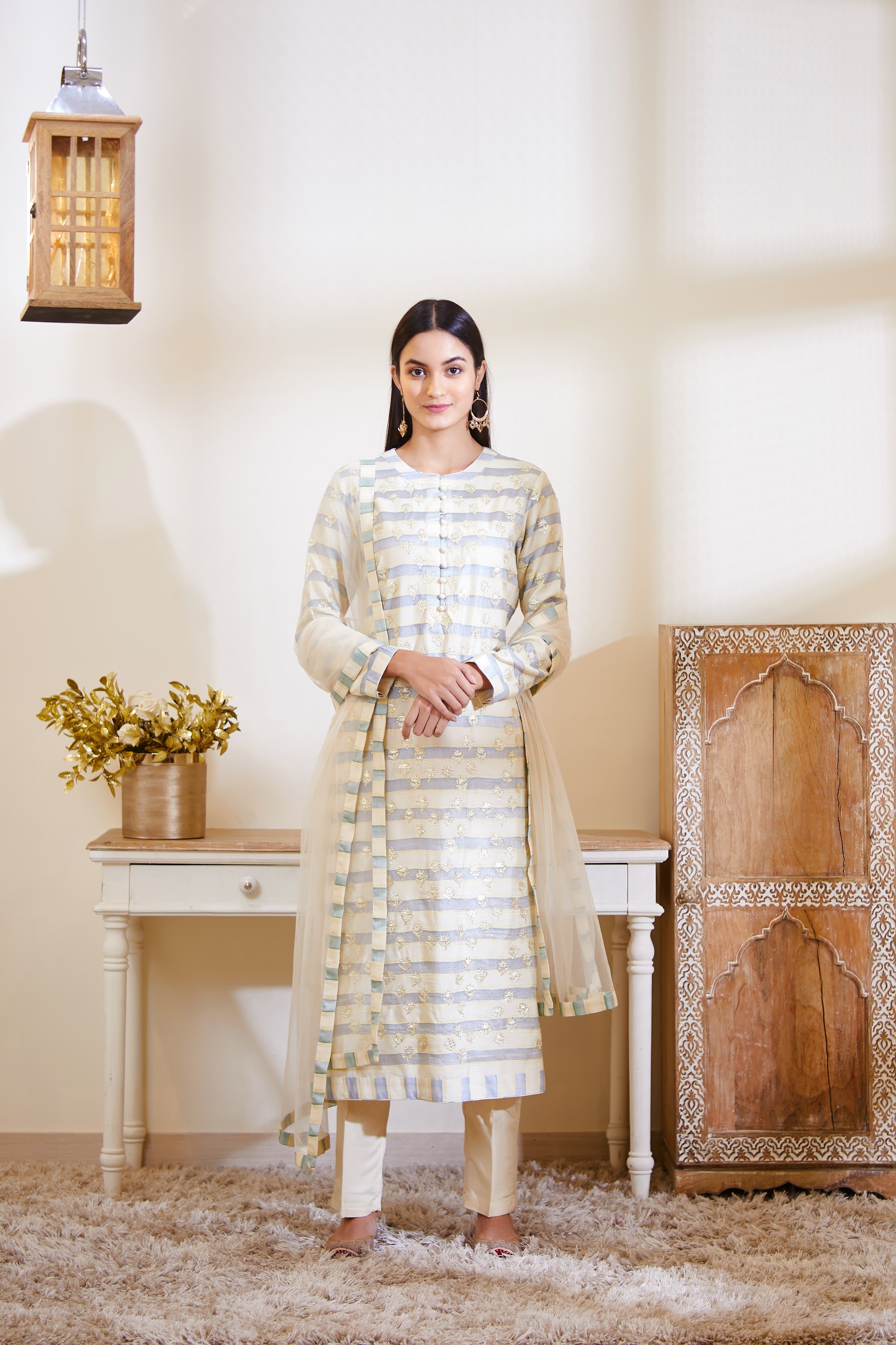 Off-White - Green Kurta Set