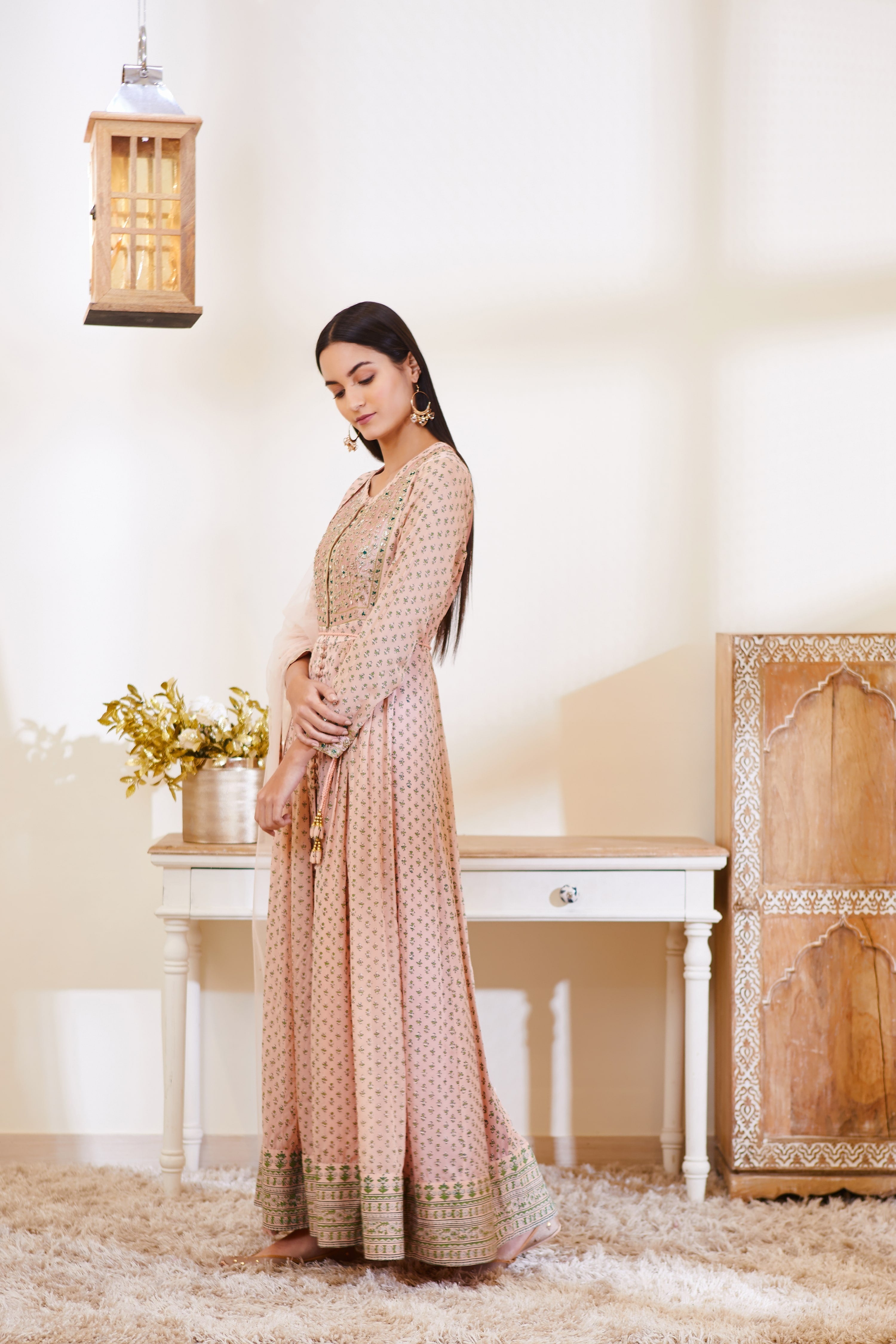 Old Rose Pink Anarkali Set