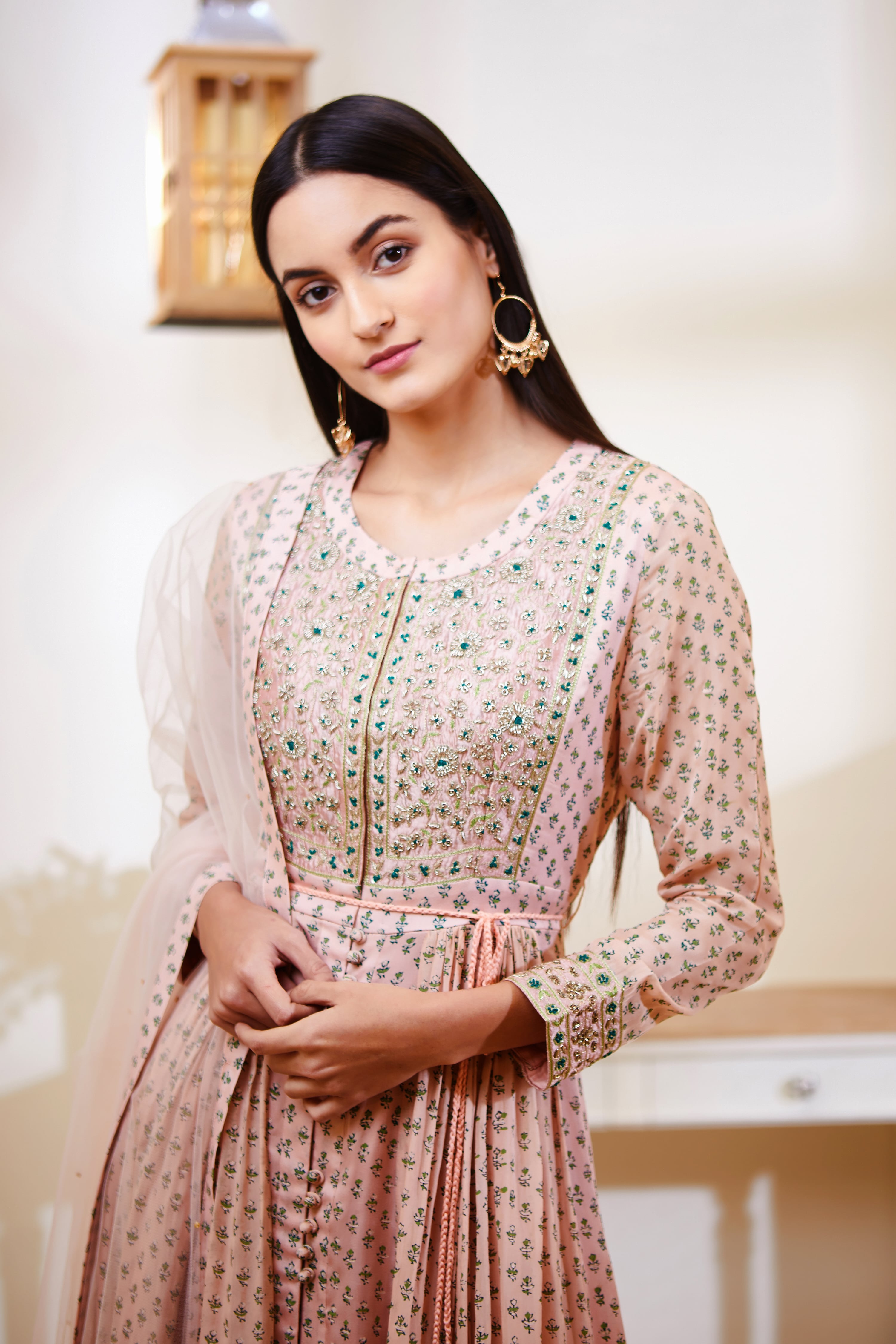 Old Rose Pink Anarkali Set