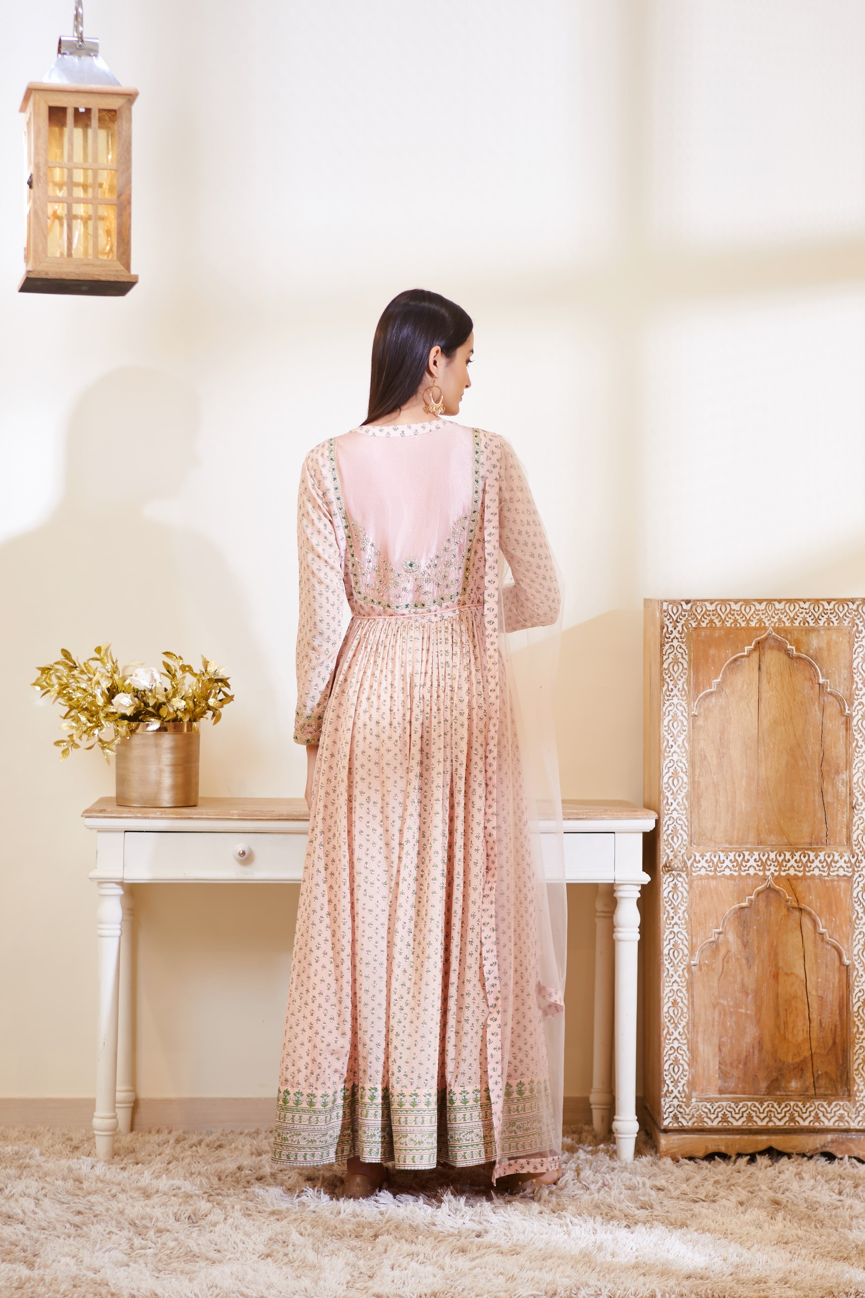 Old Rose Pink Anarkali Set