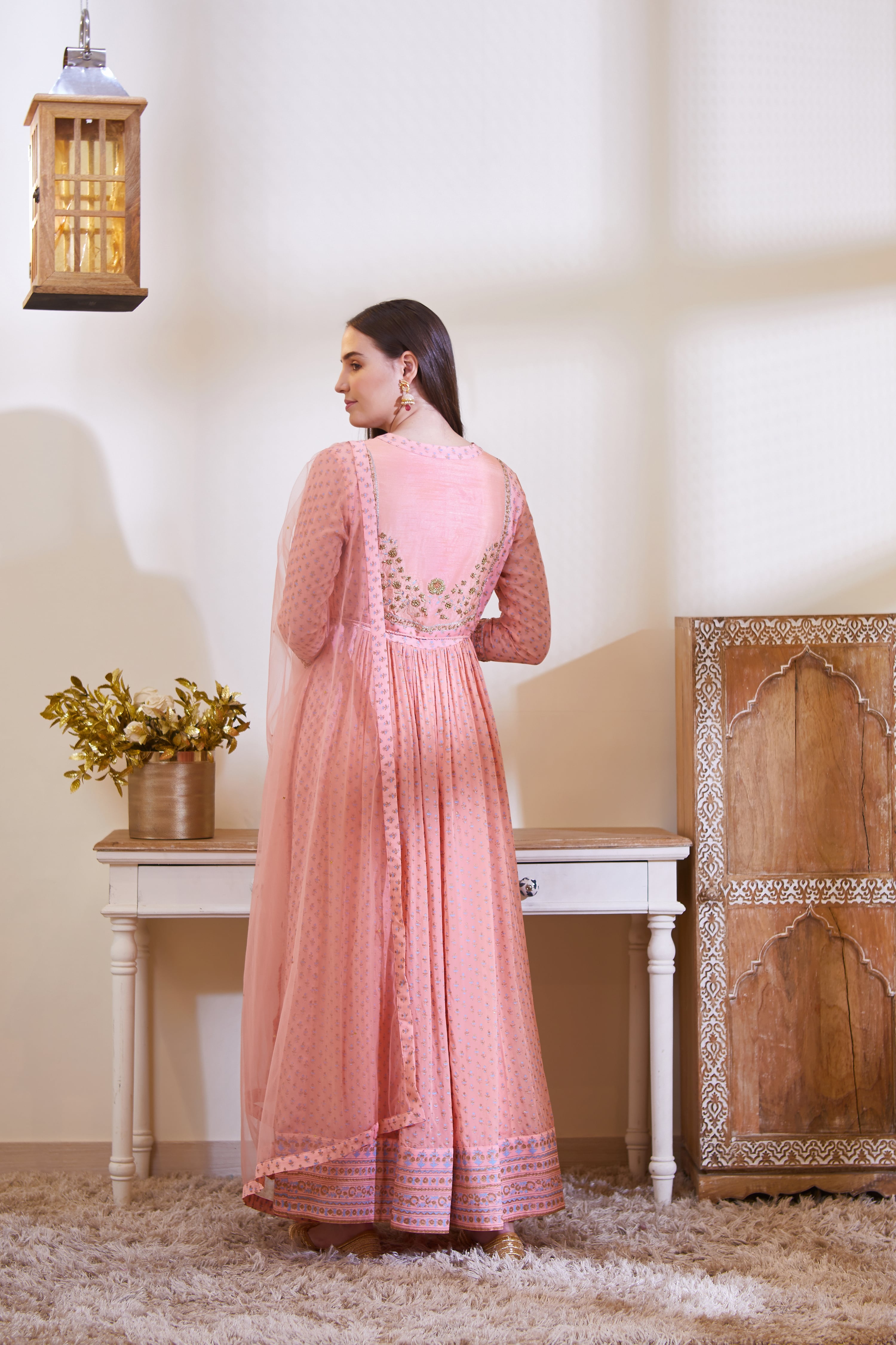 Peach Anarkali Set