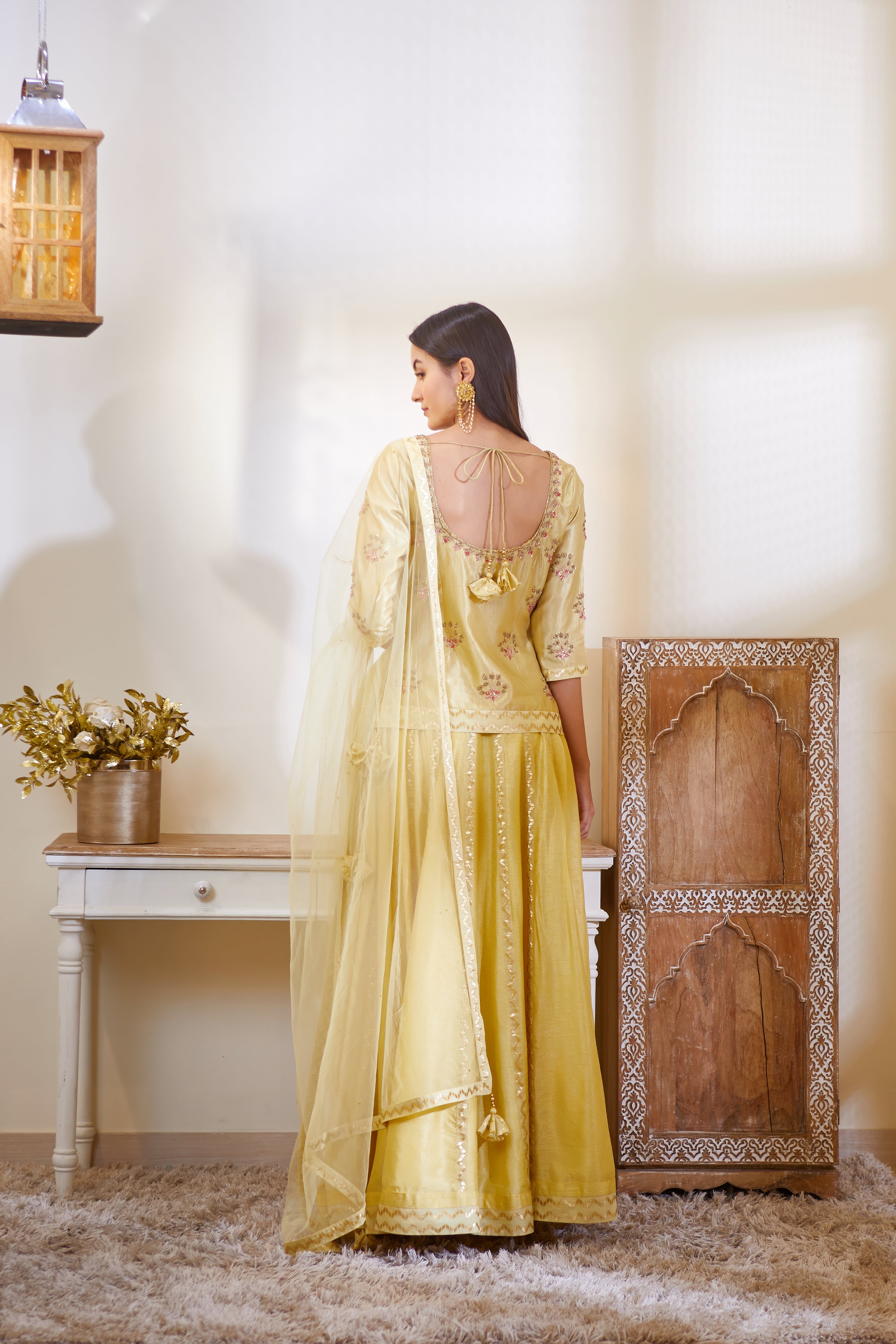 Mustard Kurta & Skirt Set