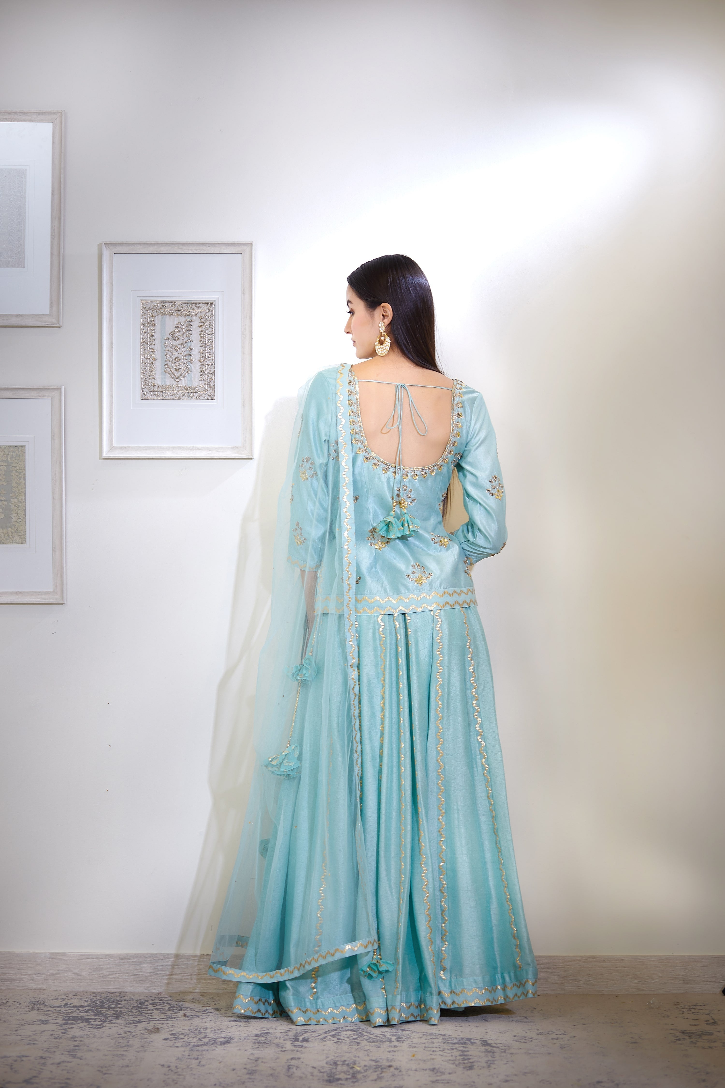 Blush Blue Kurta & Skirt Set