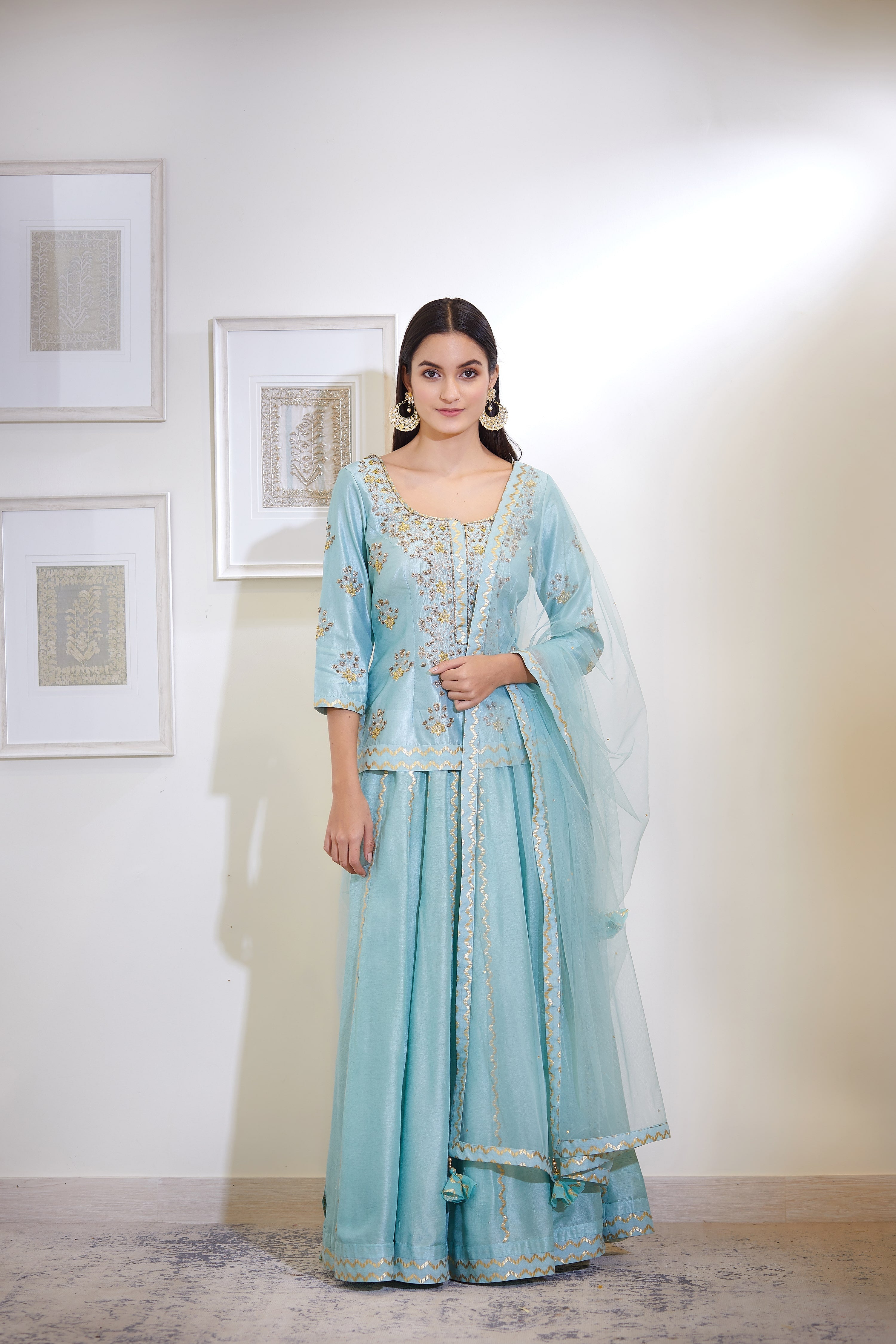 Blush Blue Kurta & Skirt Set