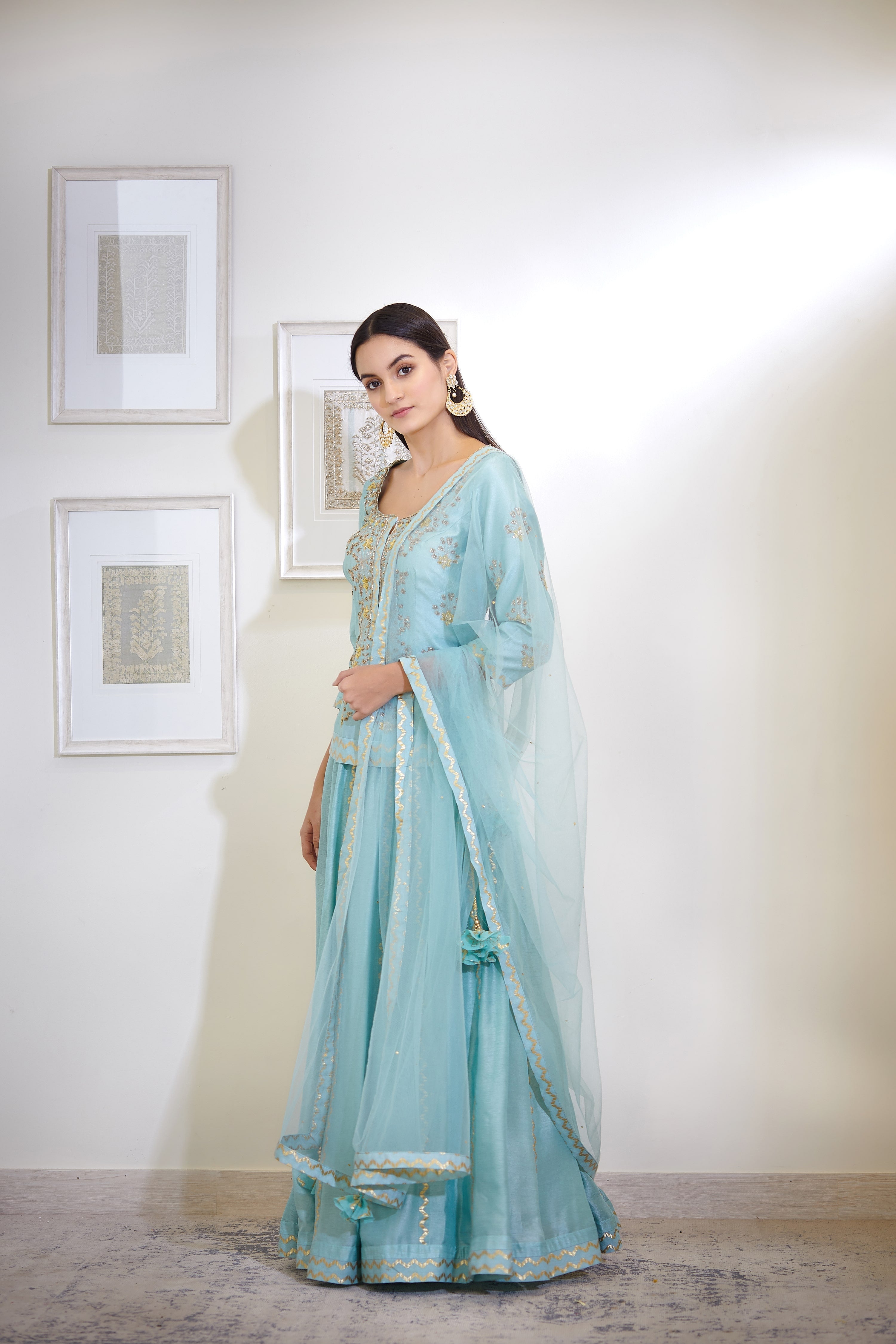 Blush Blue Kurta & Skirt Set