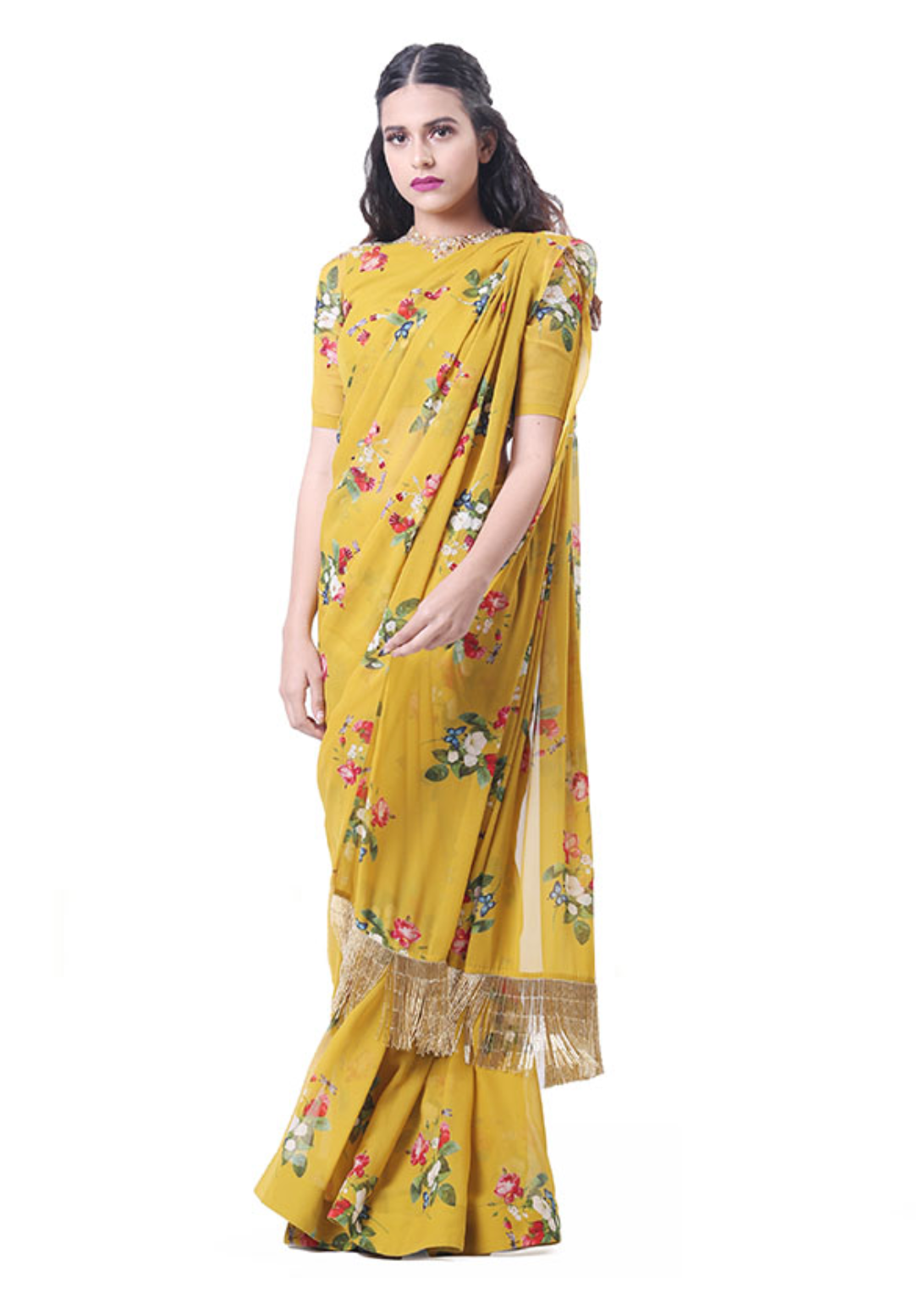 Printed Saree And Blouse Set