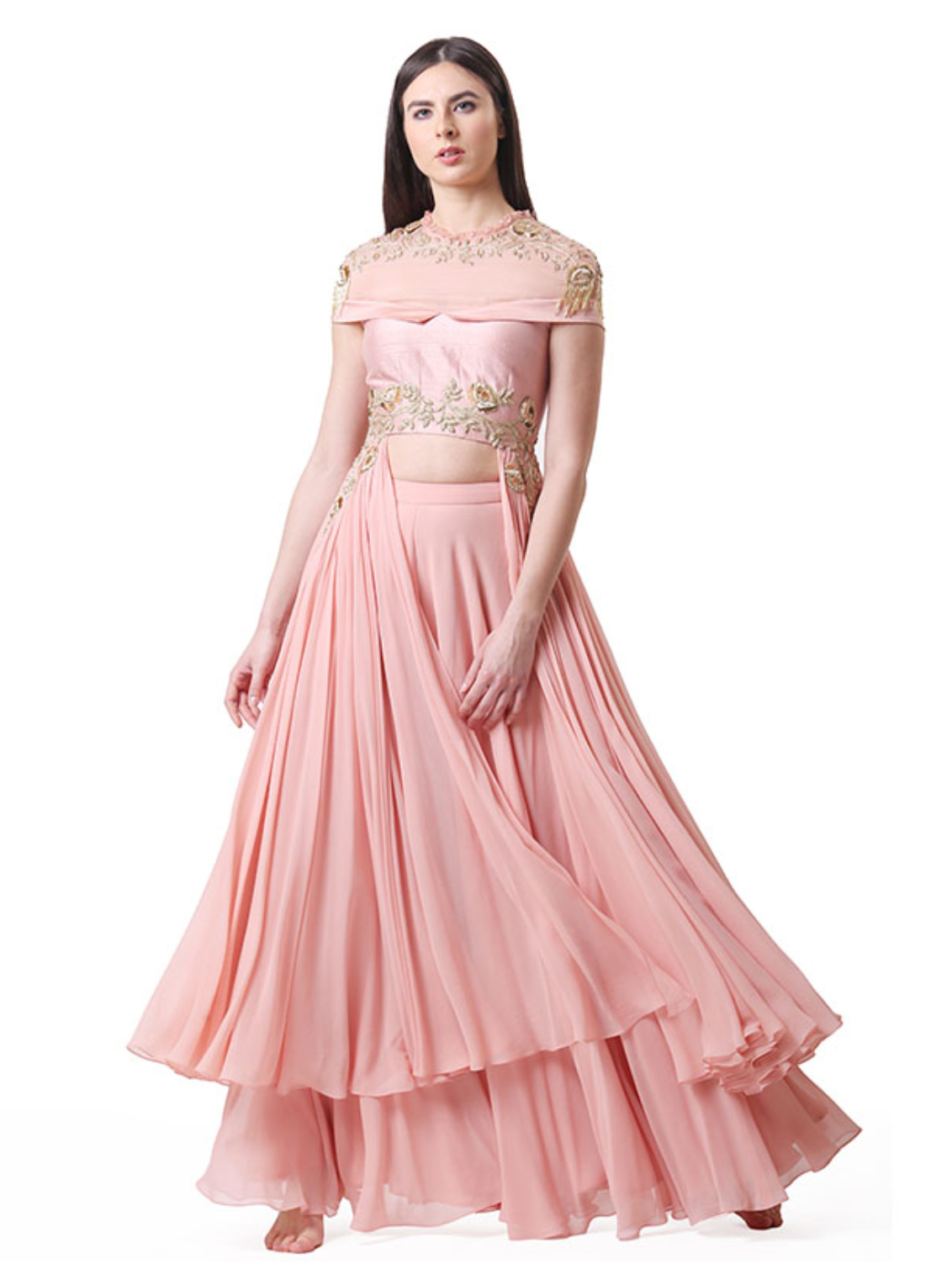 Side Panel Crop Top And Palazzo Set