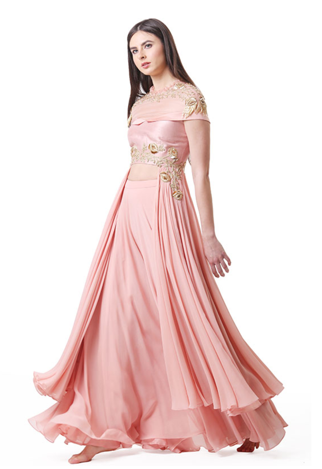 Side Panel Crop Top And Palazzo Set