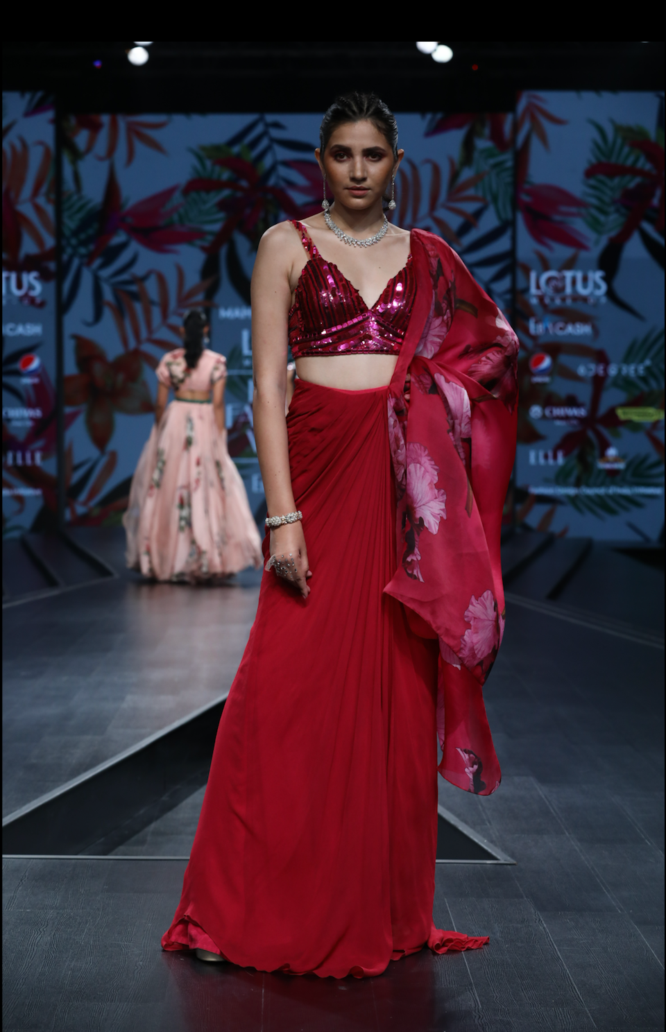 Hot Pink Solid Saree