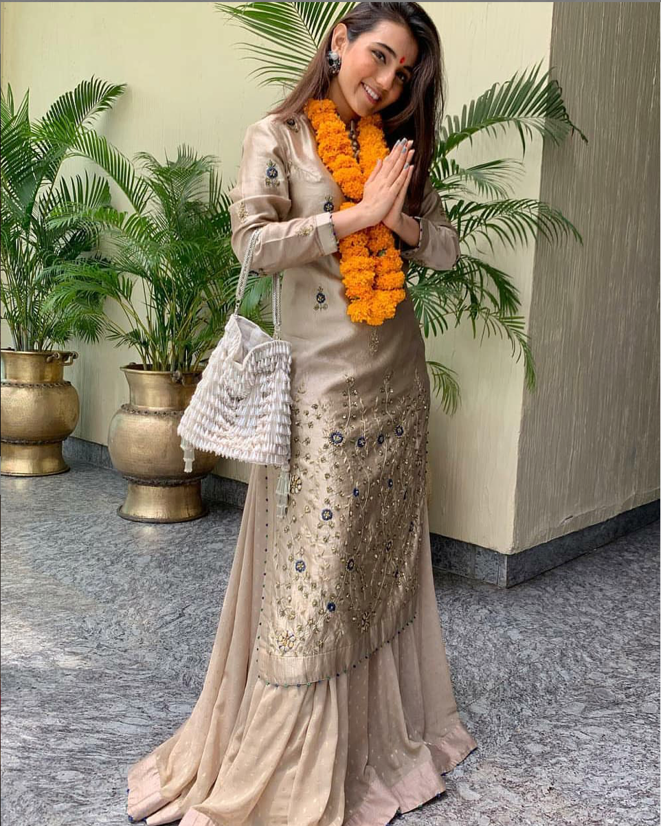 Neutral Golden Kurta & Lehenga Set as seen on Masoom Minawala