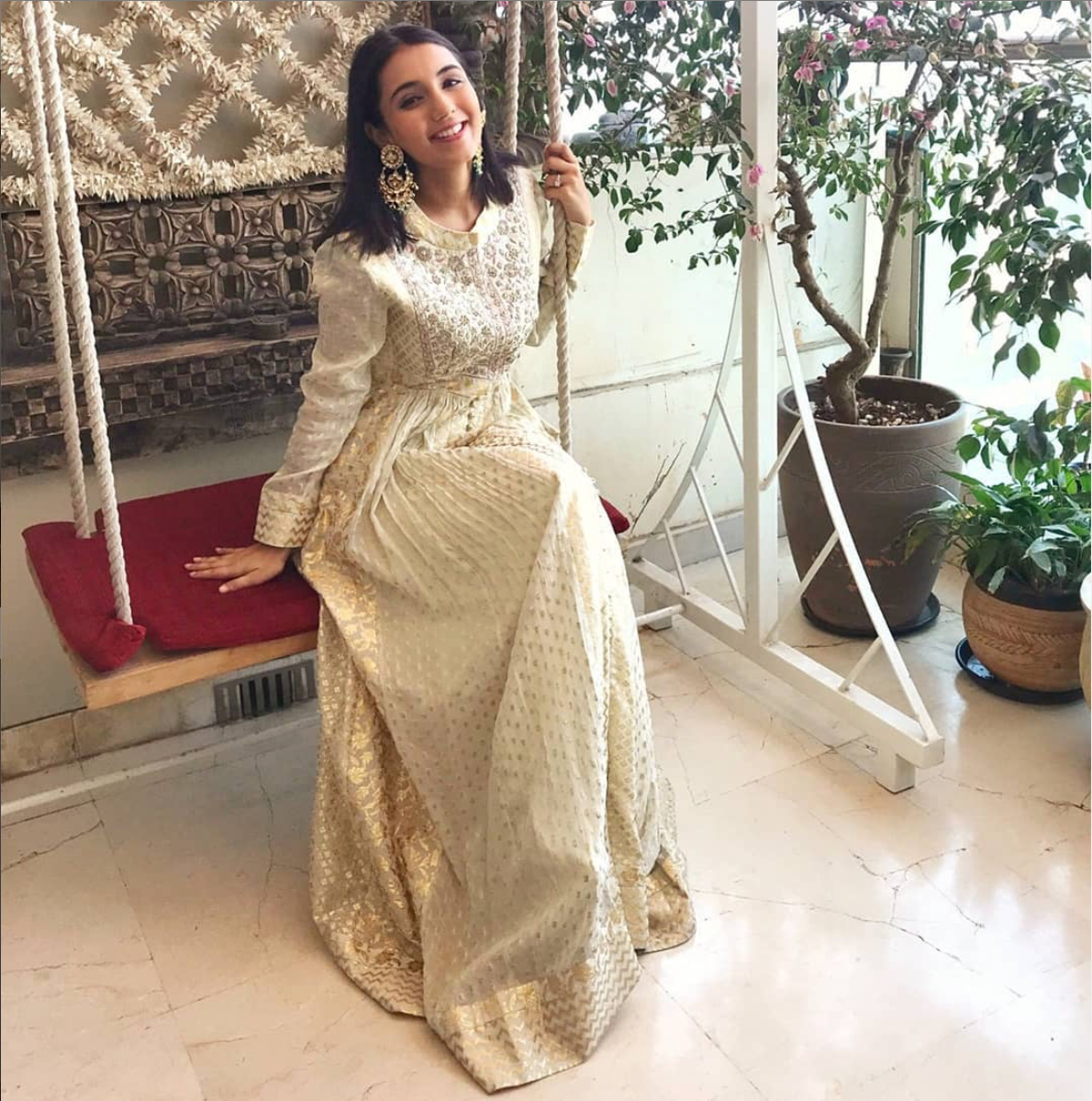 Ivory Anarkali Set as seen on Masoom Minawala