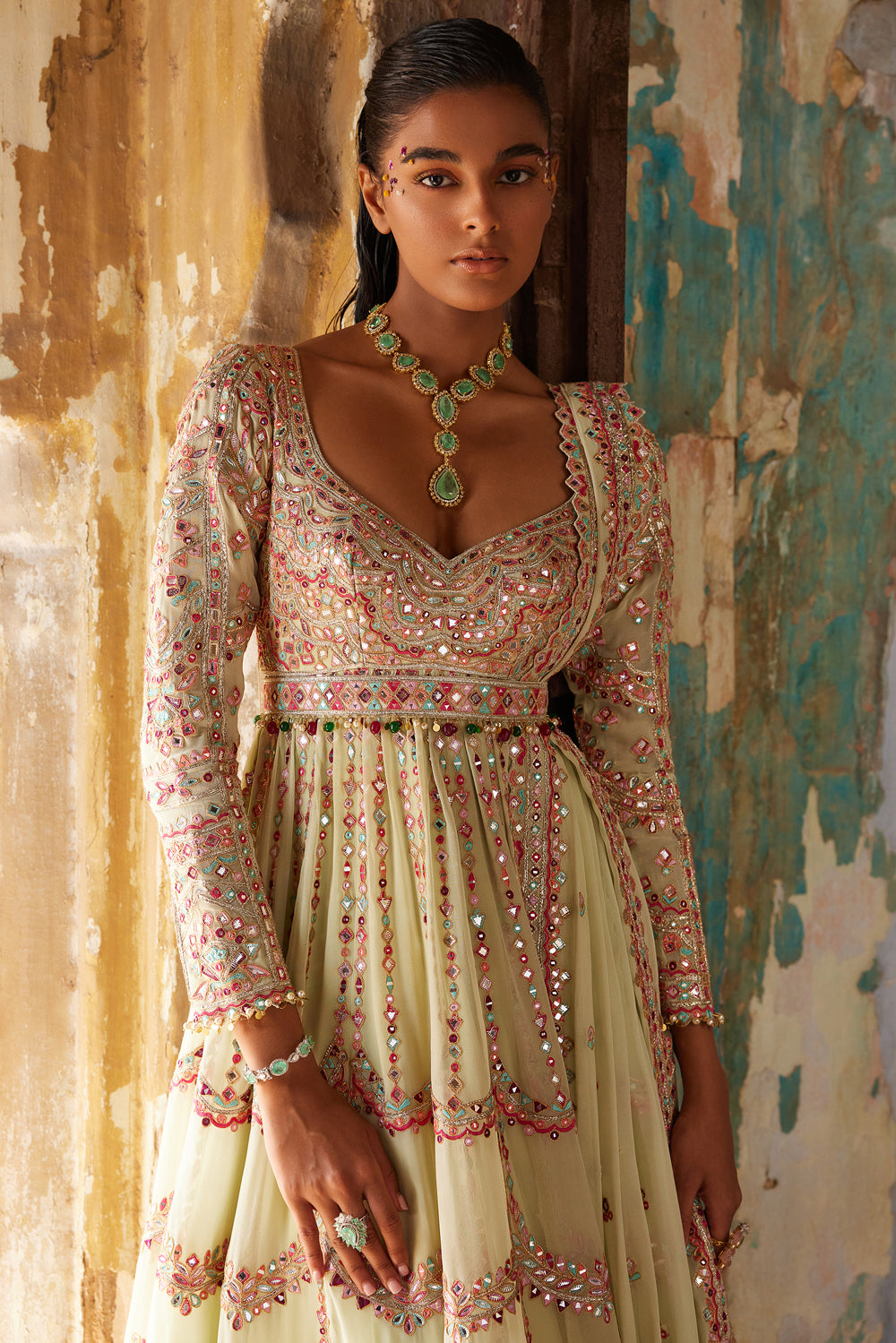 Green Georgette Floor Length Anarkali Set