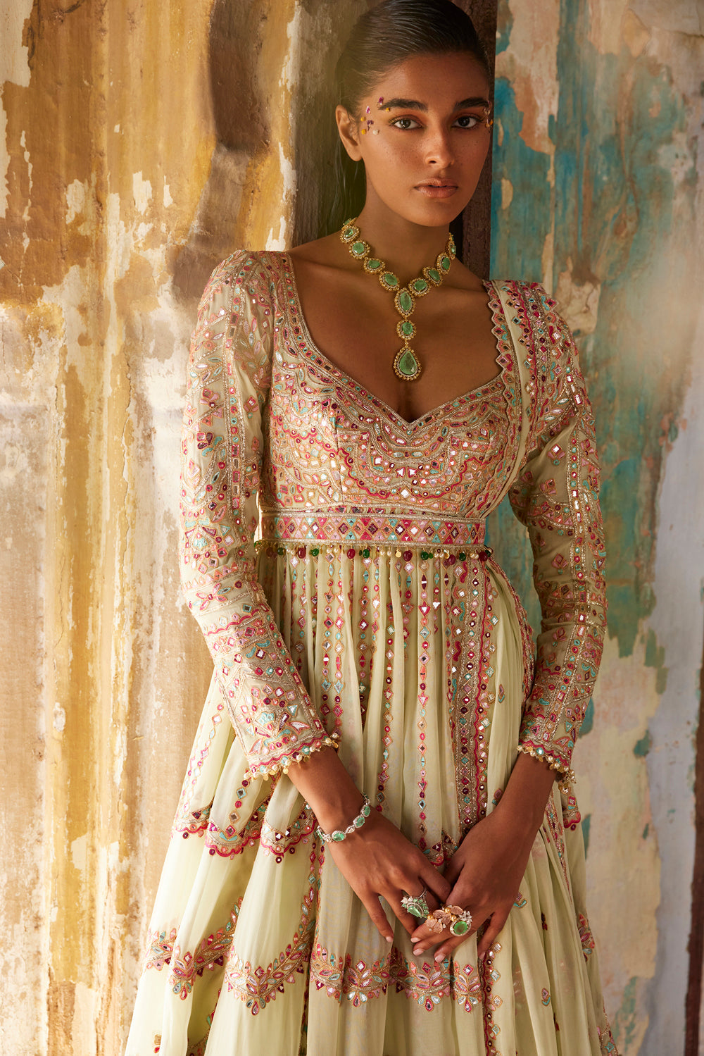 Green Georgette Floor Length Anarkali Set