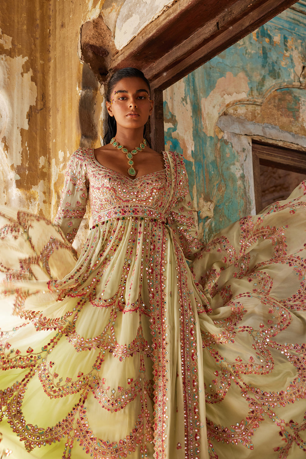 Green Georgette Floor Length Anarkali Set