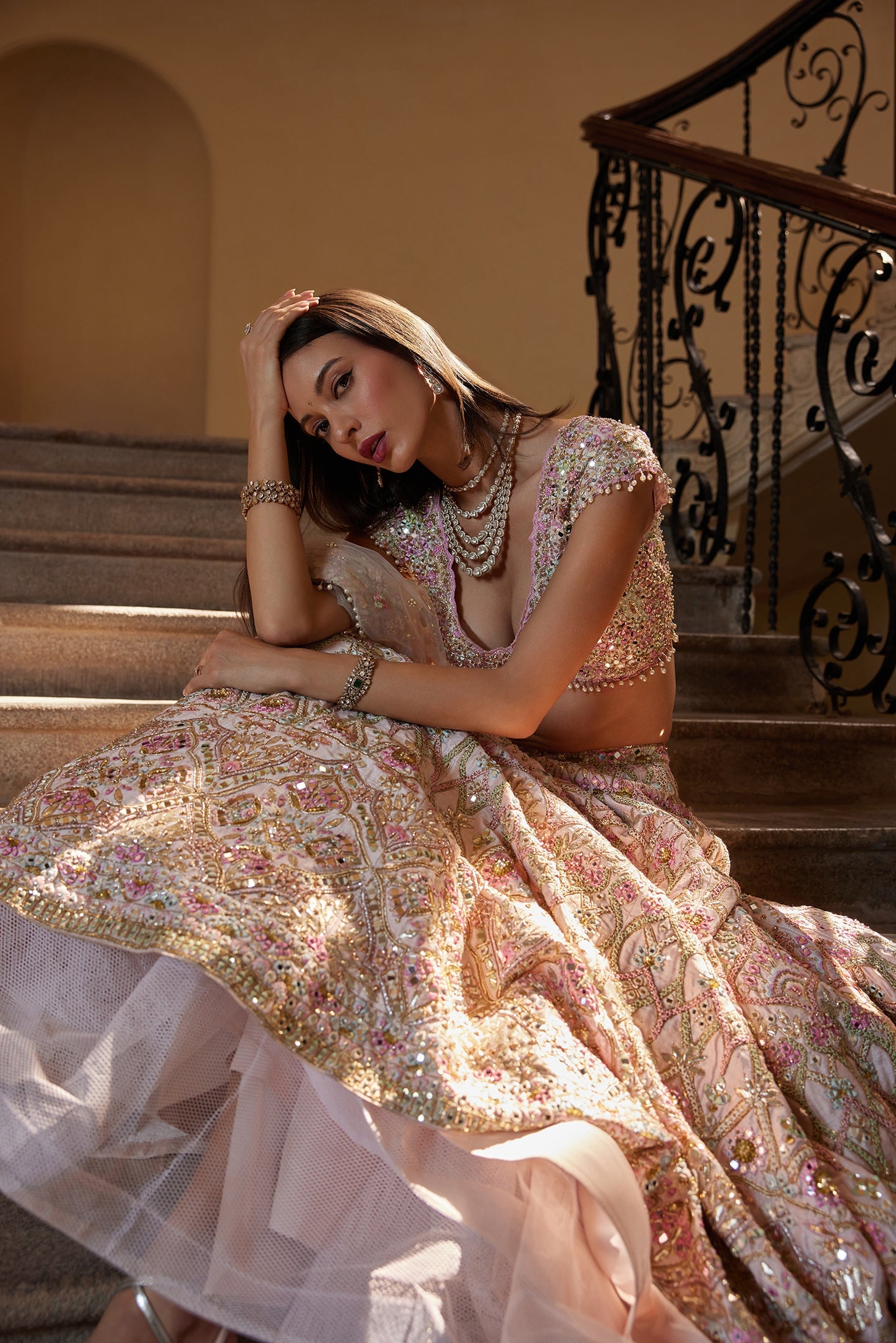 ICE PINK MIRROR LEHENGA SET