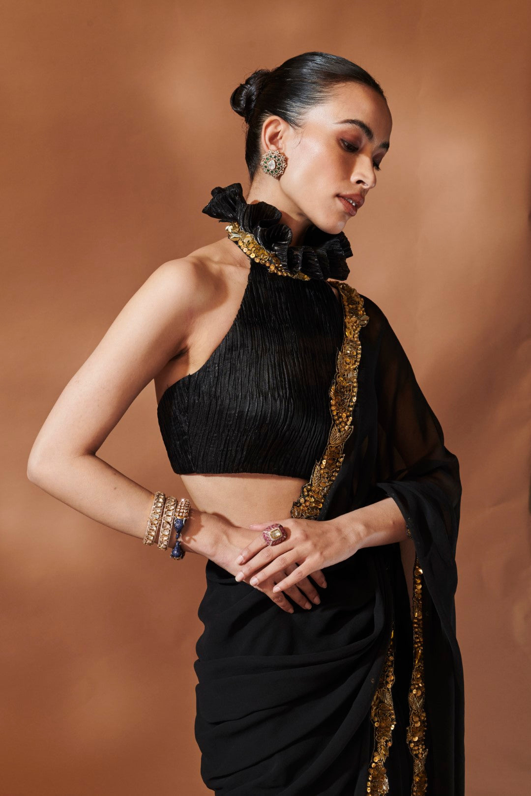 BLACK AND GOLD SAREE