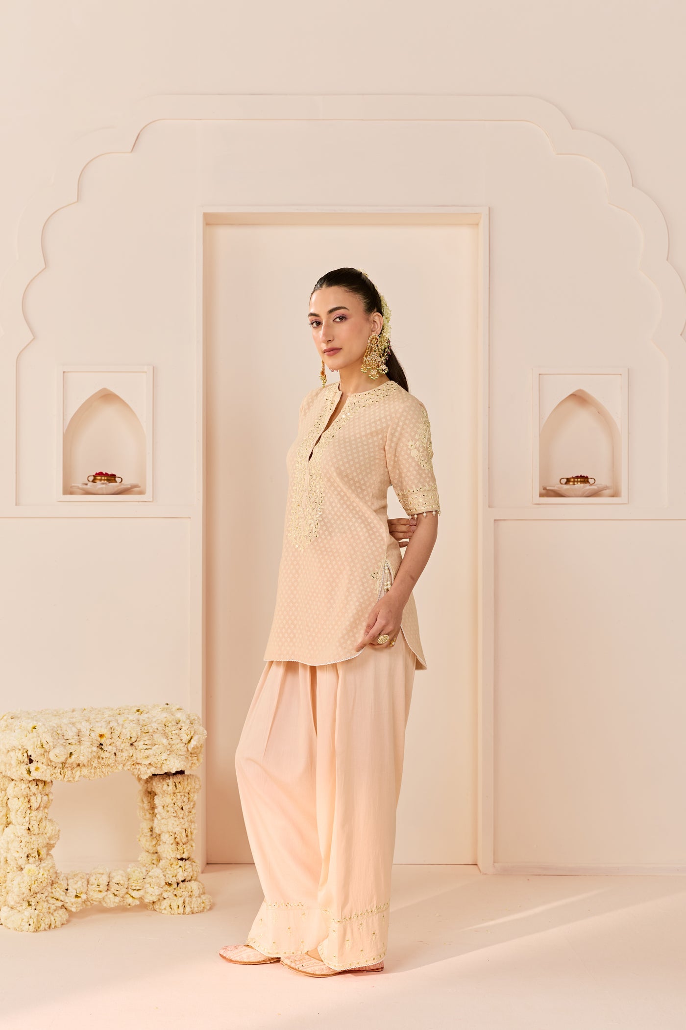 Anaisha - Carnation Pink Short Kurta With Farshi Salwar