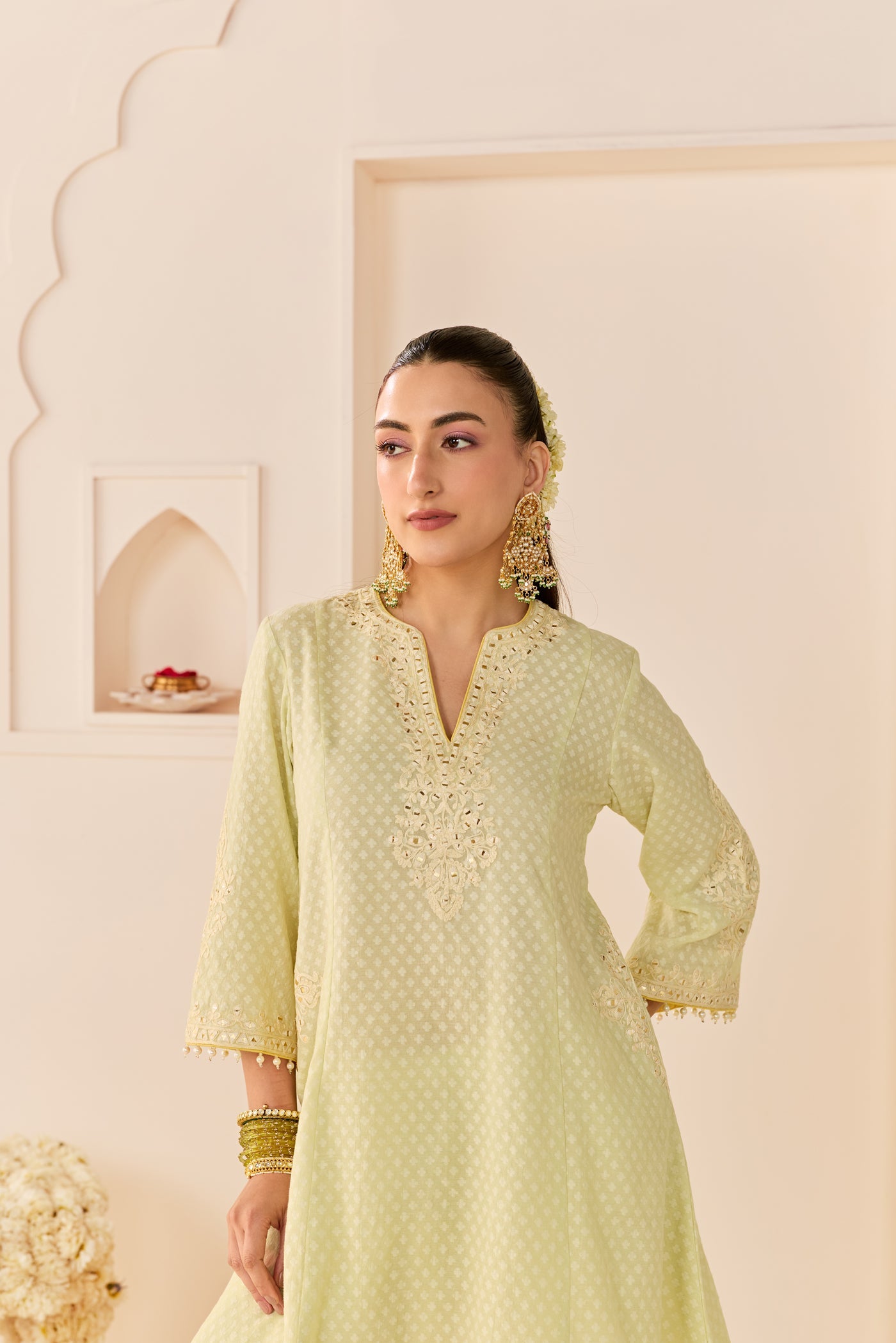 Reem - Mint Green Short Choga With Dogri Salwar