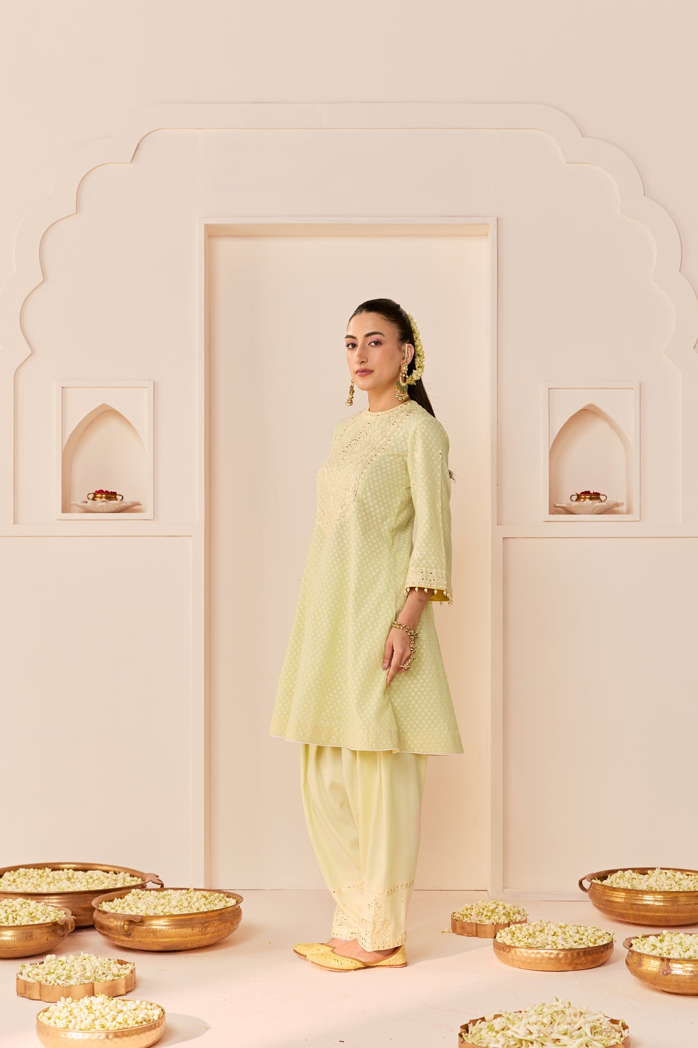 Nida - Mint Green Short Choga With Farshi Salwar