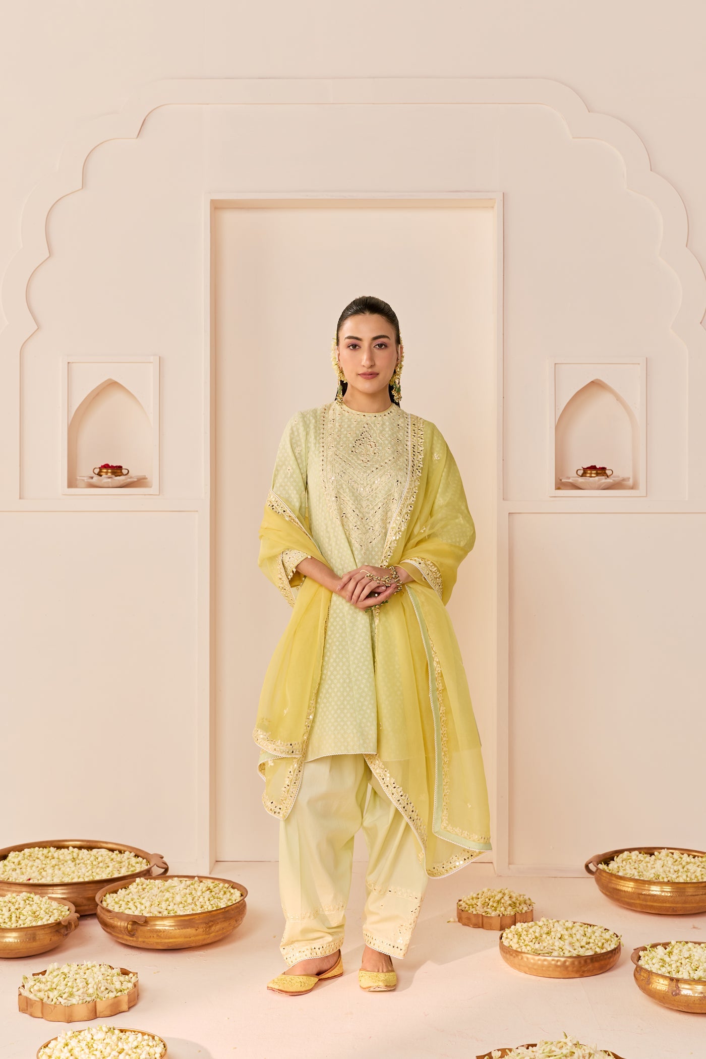 Nida - Mint Green Short Choga With Farshi Salwar