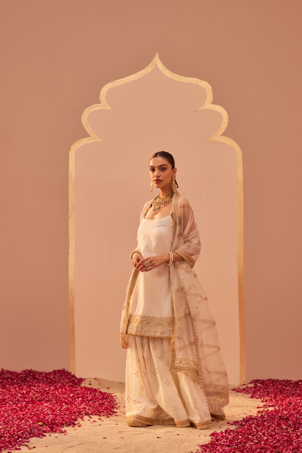 Yasmin - Daisy Ivory Kurta Garara Set
