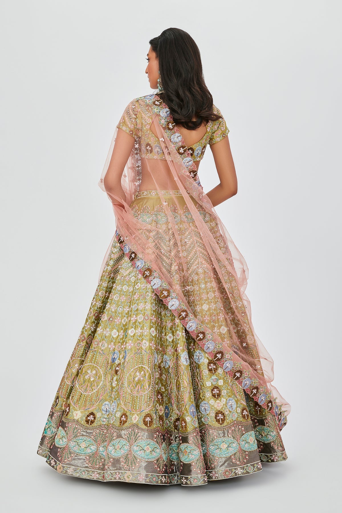Layla - Green Tissue Lehenga Set