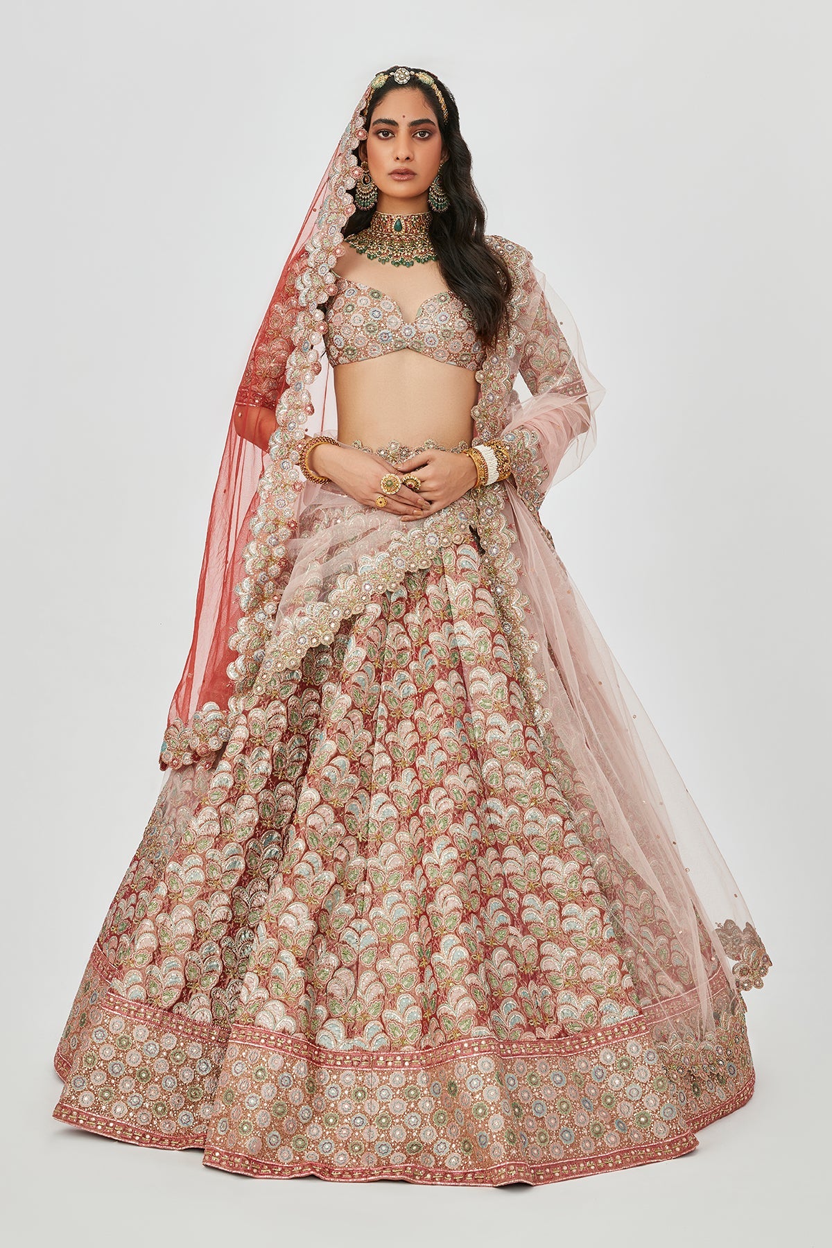 Tara - Rust Tissue Lehenga Set